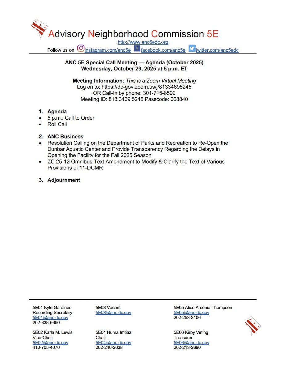 Advisory Neighborhood Commission 5E tweet media