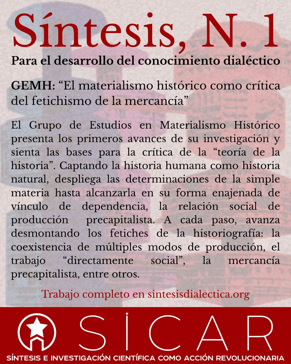 Síntesis, N. 1 🚩

GEMH: “El materialismo histórico como crítica del fetichismo de la mercancía”

sintesisdialectica.org/revista/
