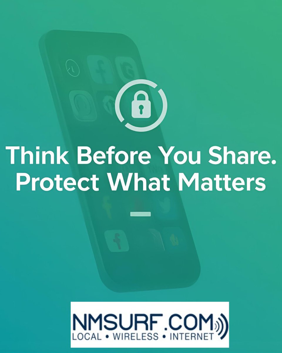 nmsurf_internet's tweet image. Think before you share on social media. Smart home ≠ safe home — unless it’s protected. Update passwords and firmware often. Public Wi-Fi = public risk. Avoid logging into accounts or making payments on open networks #CybersecurityAwarenessMonth #NetworkSafety #SmartHomeSecurity