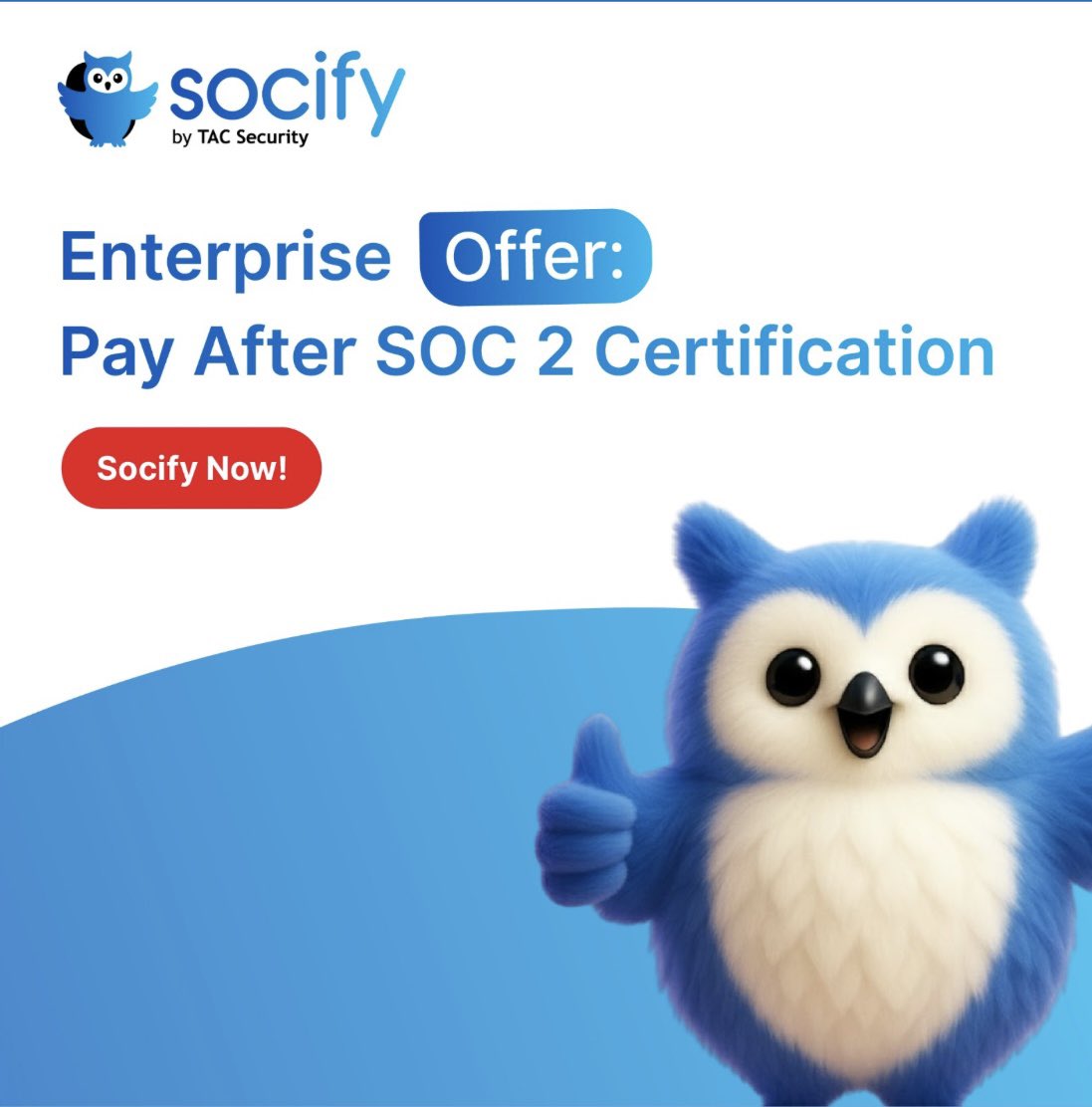 socifybytac's tweet image. Socify Enterprise Offer:
Pay After SOC 2 Certification

#SOC2 #Socify #TACSecurity

socify.ai/signup?user_pl…