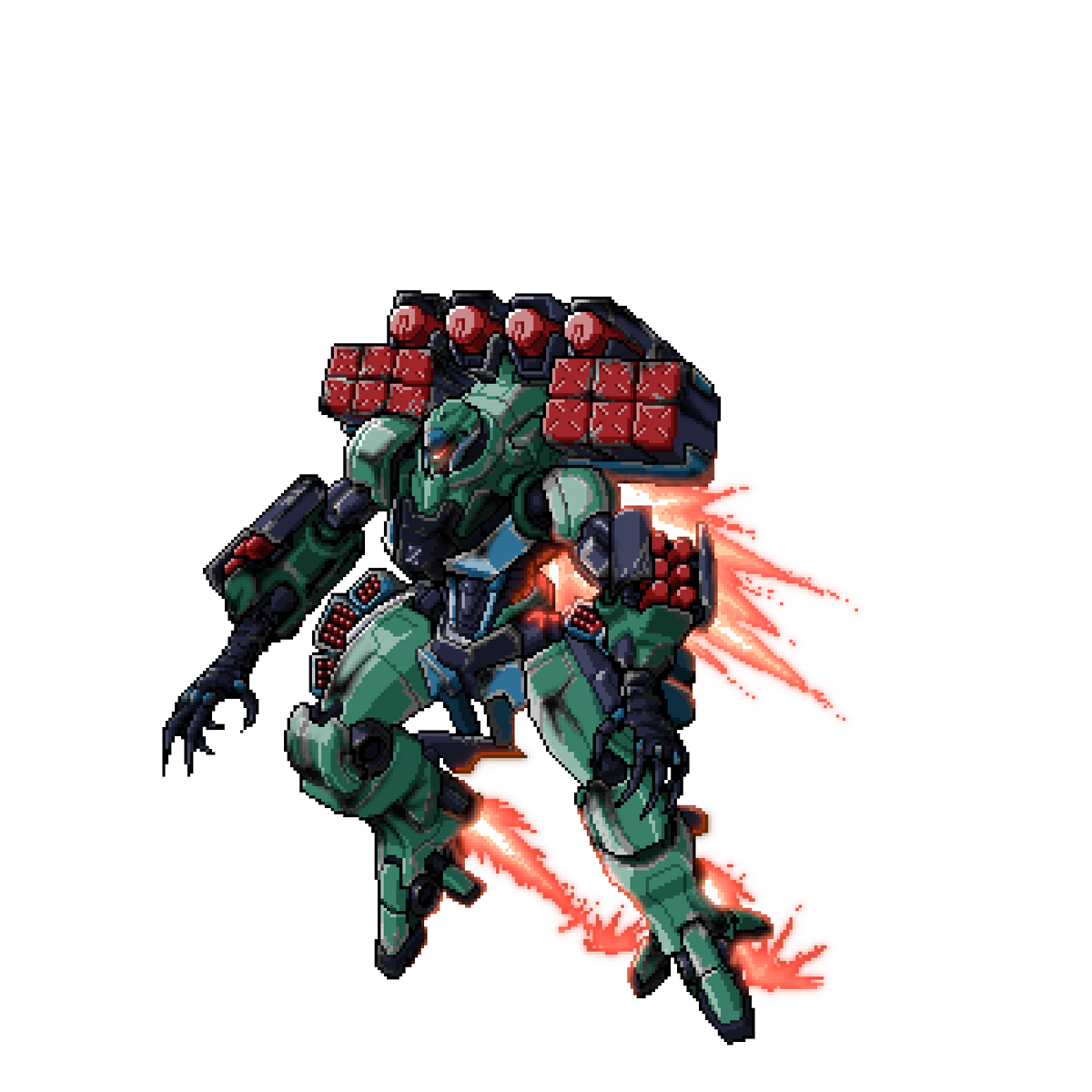 connor_dalton's tweet photo. Back from my PAX break with a big ol' commission set! A pair of Monarchs and Everests with some really fun wear and scorch effects. 
#LANCER #ttrpg #pixelart #Mecha https://t.co/99xP7RKkFf