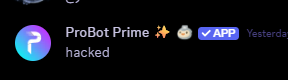 TANK49_'s tweet image. Yes @TryProBot is hacked.

#ProBot Server Support on discord just randomly mentioned everyone with &quot;hacked&quot; here what I got:

🪦  Feb 19, 2017 ~ 28 Oct, 2025