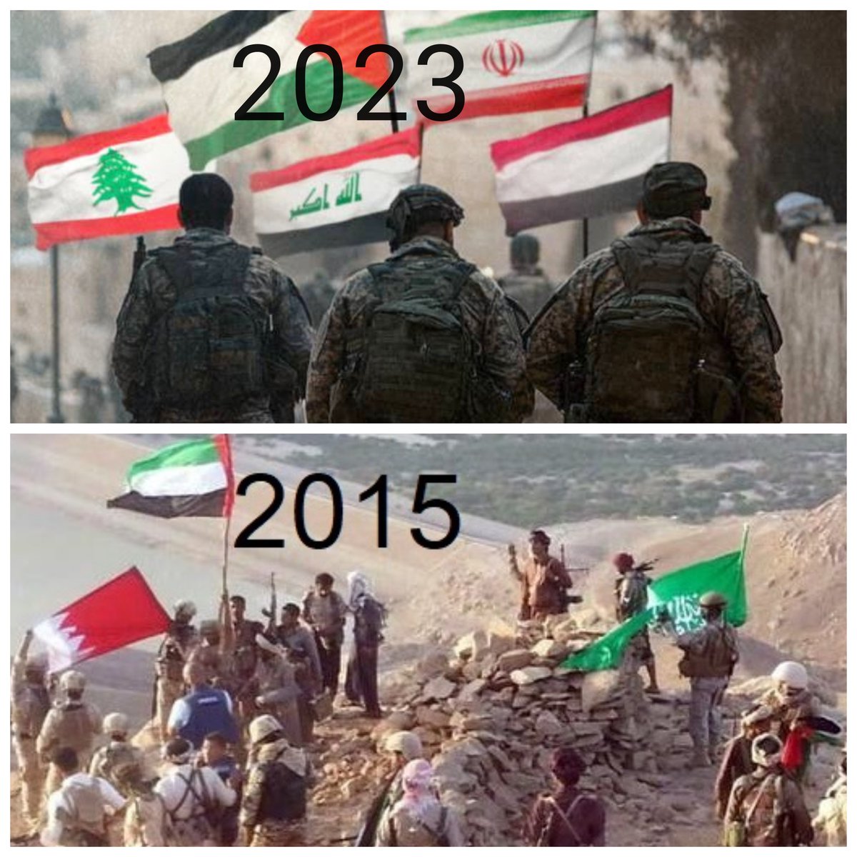 حقائق للتاريخ...

في 2015 🇸🇦

أعلنت السعودية من قلب واشنطن شن عدوان وحصار إجرامي لغزو اليمن وتدميره وقتل شعبه بتحالف عربي صهيوني تحت ذريعة “الخطر الإيراني”

وفي 2023 🇾🇪

أعلن اليمن من قلب صنعاء المحاصرة والجريحة معركة وحصار بحري ضد الكيان نصرة لغزة بالتزامن مع إسناد محور المقاومة