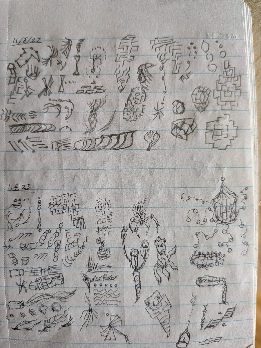 Had fun drawing these things for a while... Feels dreamy. No idea what they are. They're fun to draw though