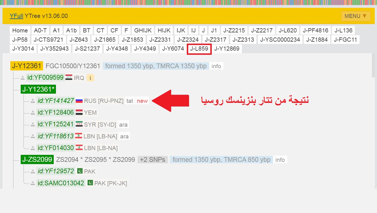 StudiesHuman's tweet image. ظهور نتيجة تتارية على YFULL على التحور J-Y12361  من  السلالة J-L859 , النتيجة  من تتار منطقة بنزينسك الروسية و يعدون من تتار الفولغا. 
علماً بأن هذ الفرع J-Y12361 خرجت عليه سابقاً نتيجتين لاحفاد الاسرة الصفوية في ايران من جيلين مختلفين .
