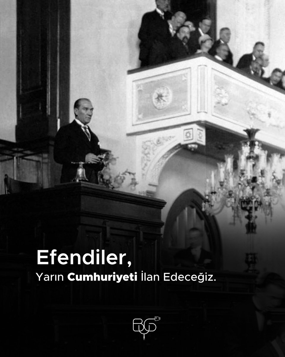 bgyetherr's tweet image. “Efendiler, yarın Cumhuriyeti ilan edeceğiz.”

Tam 102 yıl önce, 28 Ekim 1923’te, Çankaya Köşkü’nde bir yemek esnasında Ulu Önder Mustafa Kemal Atatürk’ün söylediği bu söz; bir ulusun kaderini değiştirdi ve tarihe geçti.