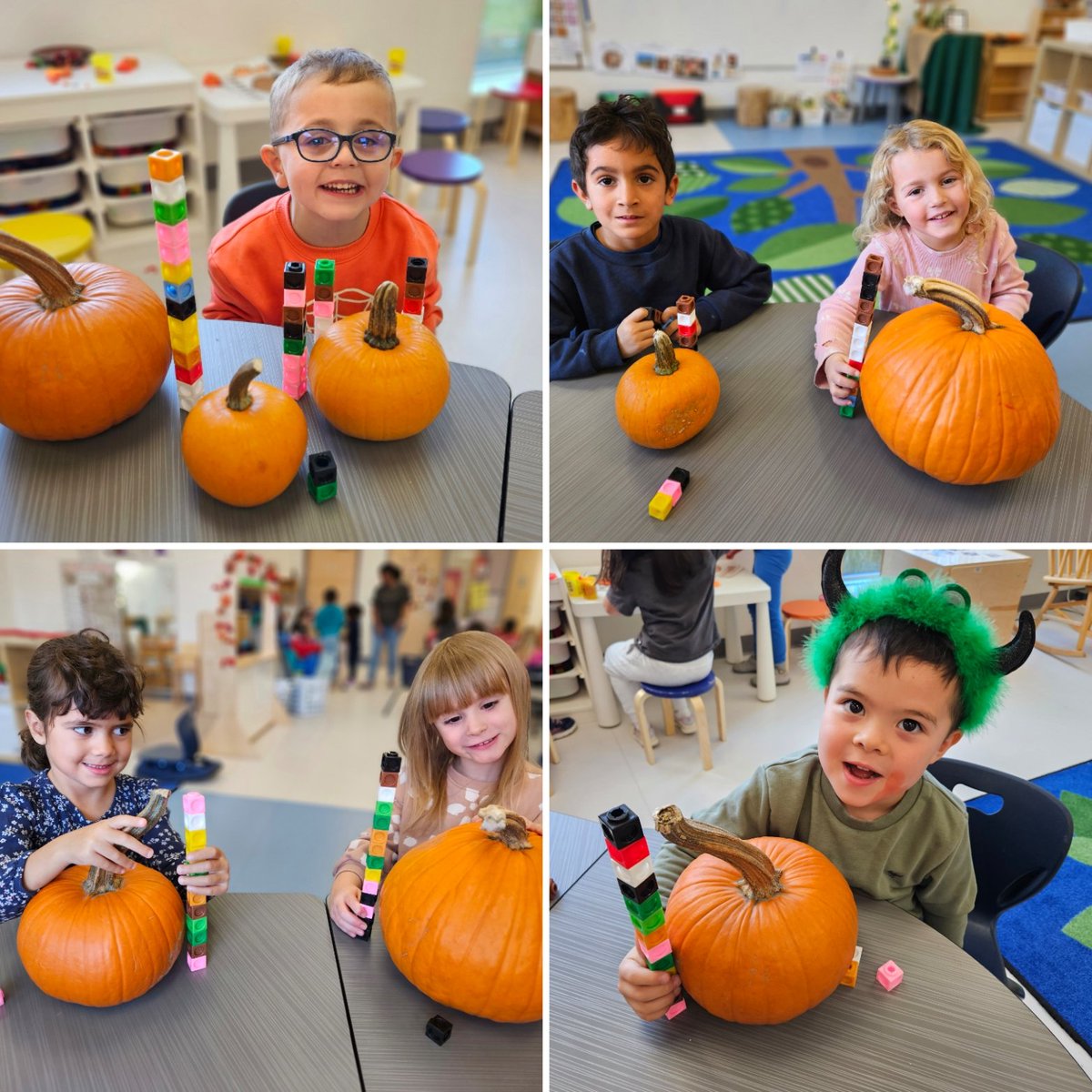 mmevanneste's tweet image. Comparing heights using non-standard measurement: how tall is your pumpkin? @StVeronicaOCSB #ocsbMath #LearningThroughPlay