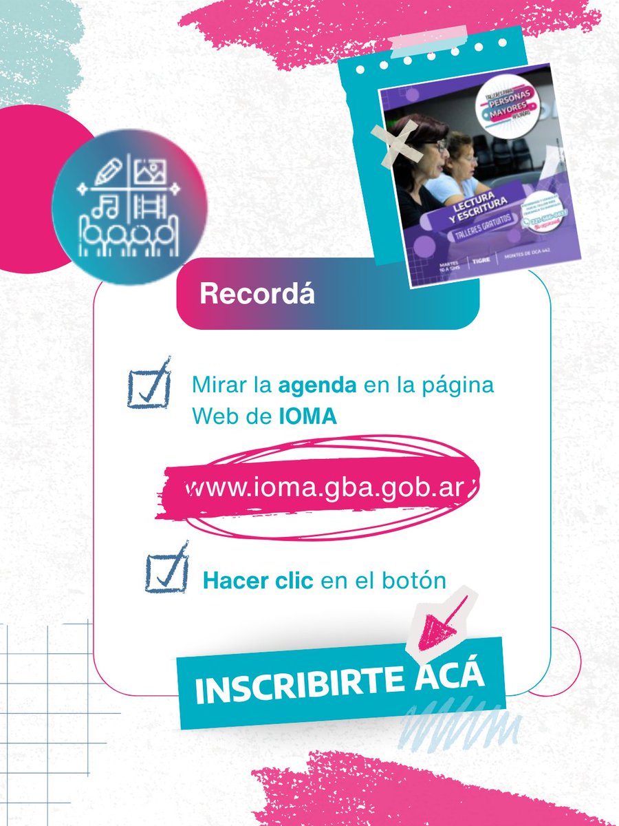 ¡MIRÁ LA AGENDA IOMA a tu lado! 🗓️

🚶🏻‍♀️🧘🏻‍♀️Este martes 28 de octubre te esperamos en Región La Plata, CABA, General Pueyrredón, Saladillo y San Isidro. 
Encontrá los horarios, la direción y el formulario de inscripción en nuestra página web. 🎭

📲 ioma.gba.gob.ar