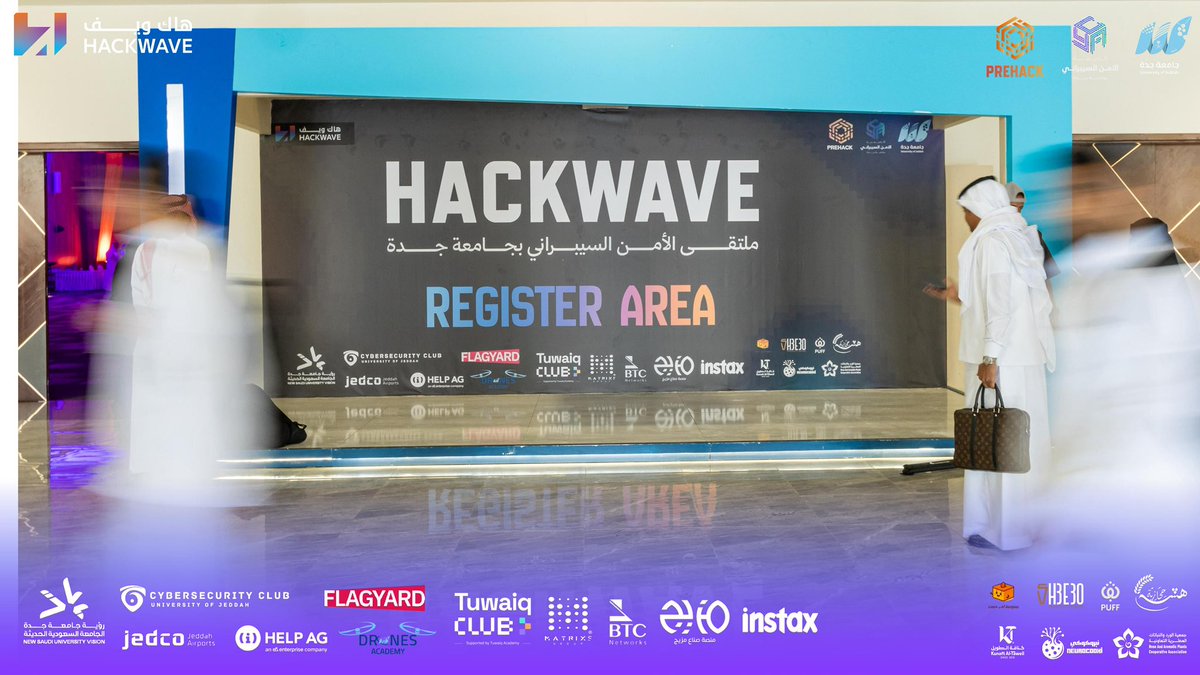 SunaaMzeej_SA's tweet image. بشراكة إعلامية مع منصة #صُنّاع_مزيج انطلقت يوم أمس فعاليات ملتقى #Hackwave25 للأمن السيبراني برعاية رئيس #جامعة_جدة وأكاديمية الأمن السيبراني وPreHack، ليُشكِّلوا معًا مزيجًا من الإبداع والتحدي في فضاءات التقنية 💜✨