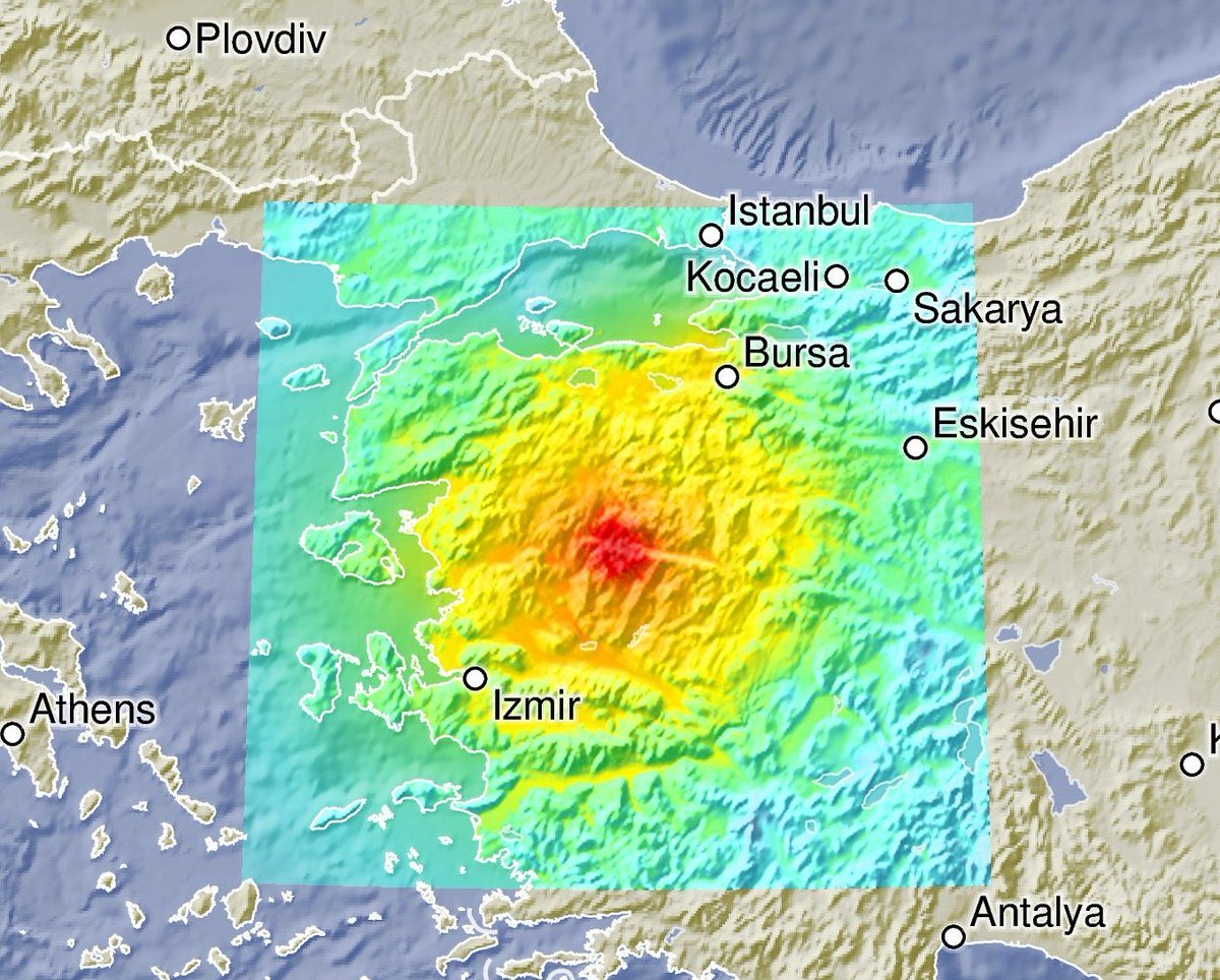 Balıkesir, Sındırgı'da meydana gelen 6.1 büyüklüğündeki depremin şiddet haritası.

#deprem #afad #türkiye #SONDAKİKA
