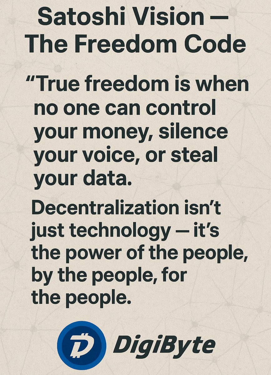whale_decentra's tweet image. Money. Identity. Data.
No one should own them - except YOU.
#SatoshiVision #DGB $DGB 💙💎