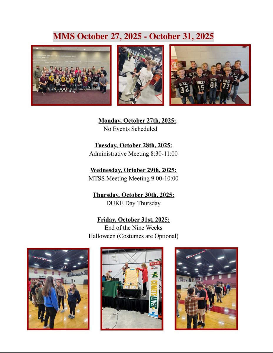 Here are the events for McCormick Middle School this week!