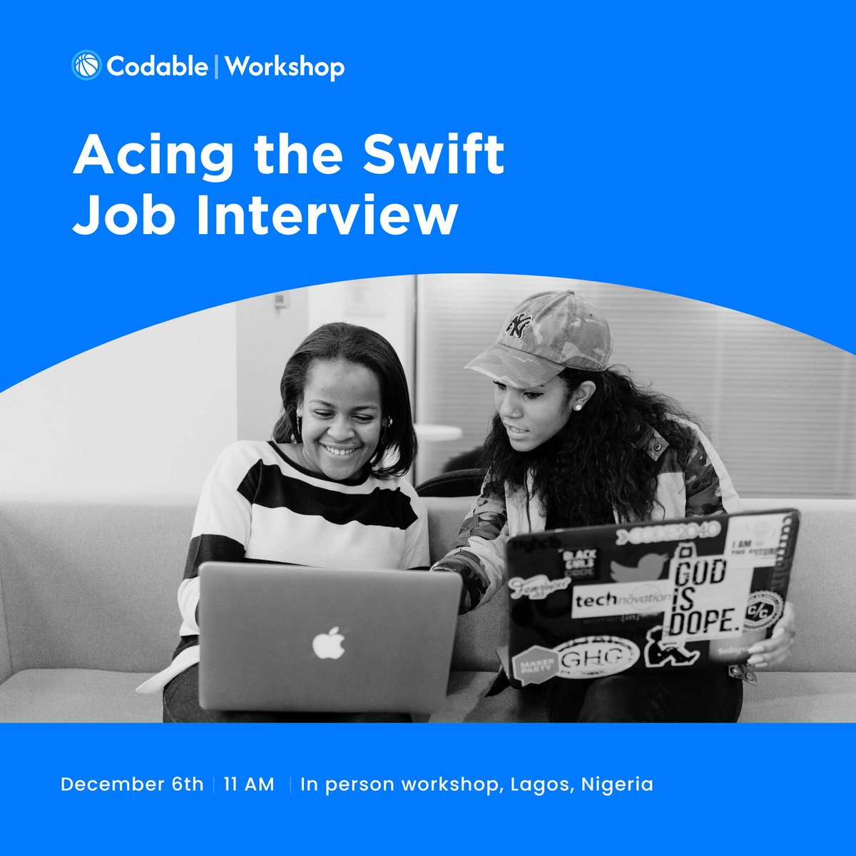 codablemeetup's tweet image. Join us for our last outing of the year on December 6th. 
Codable Workshop: Acing the Swift Job Interview.

Sessions, built for Mobile Developers, iOS Engineers or anyone who writes Swift preparing to explore new opportunities.

🎟️ Reserve your spot - luma.com/e5cdic1x
