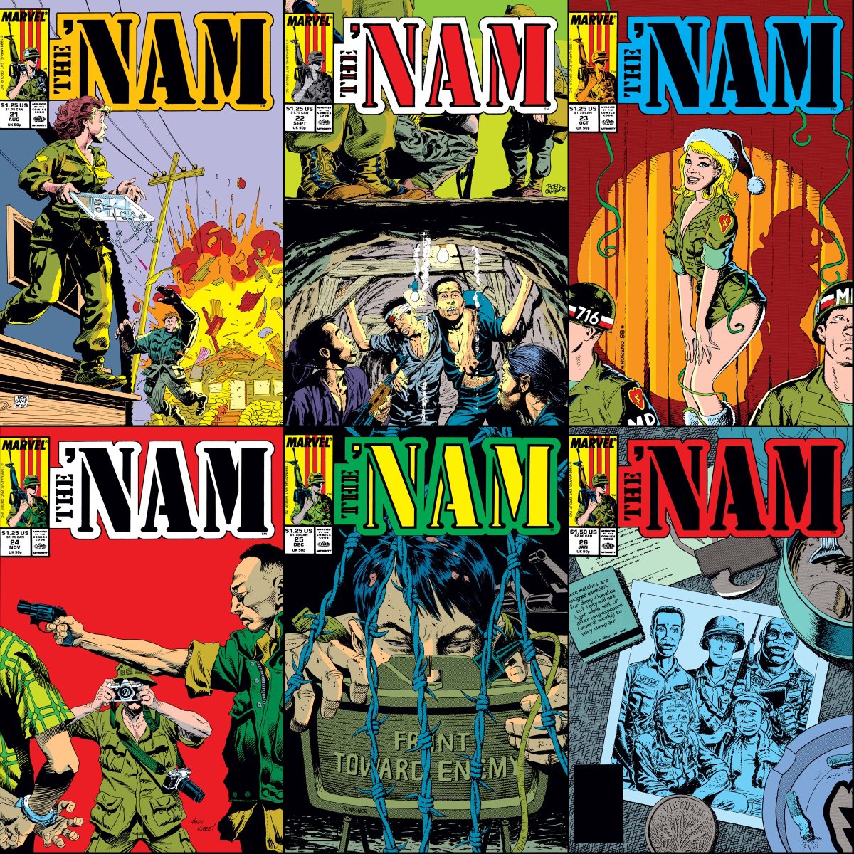 Classic Marvel Comics (@classicmarvel_) on Twitter photo The 'NAM #21-26 cover dated August 1988-January 1989. The 'NAM #21-26 cover dated August 1988-January 1989.