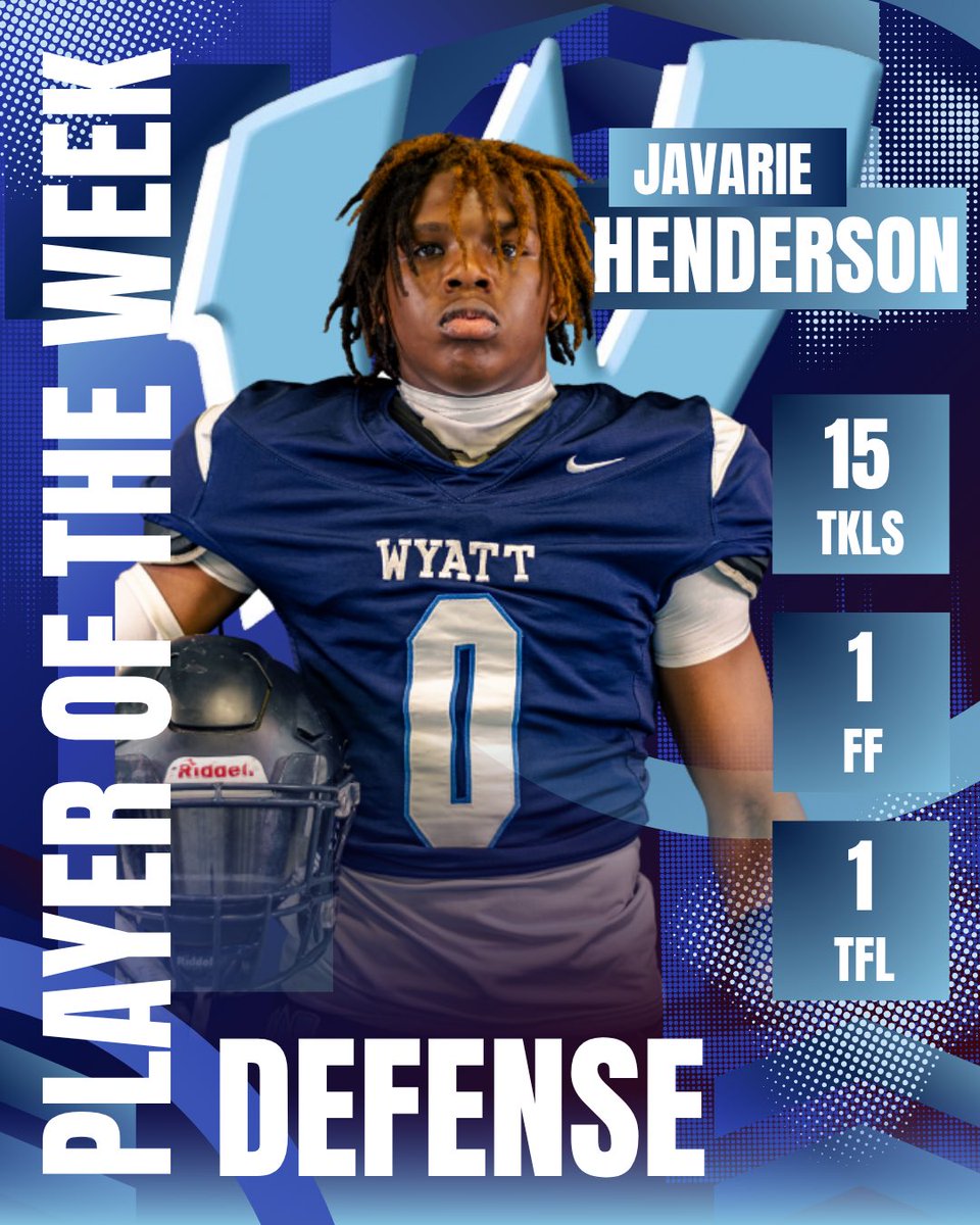 Defensive player of the week: with 15 tackles 1 sack 1 Forced Fumble. Javarie Henderson congrats #PTB