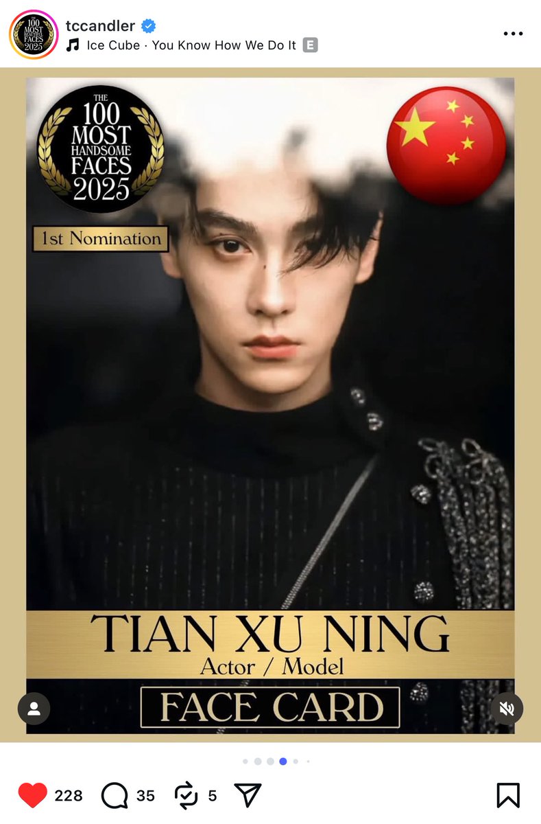 SmartXuning_'s tweet image. Congratulations to Tian Xuning for being nominated as one of the 100 Most Handsome Faces of 2025!!!!

#TianXuning