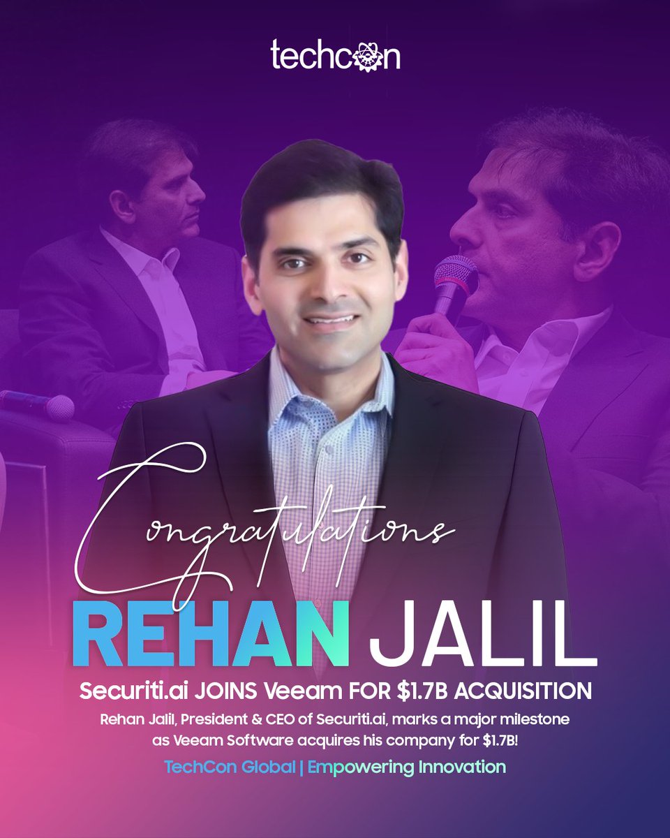 TechCon_Global's tweet image. 𝗛𝘂𝗴𝗲 𝗰𝗼𝗻𝗴𝗿𝗮𝘁𝘂𝗹𝗮𝘁𝗶𝗼𝗻𝘀 to Rehan Jalil, 𝗣𝗿𝗲𝘀𝗶𝗱𝗲𝗻𝘁 & 𝗖𝗘𝗢 of Securiti.ai, on the groundbreaking $𝟭.𝟳𝗕 𝗮𝗰𝗾𝘂𝗶𝘀𝗶𝘁𝗶𝗼𝗻 by Veeam Software! 🚀
Rehan's vision, which he shared with us at TechCon SoCal, is now reshaping the global tech…