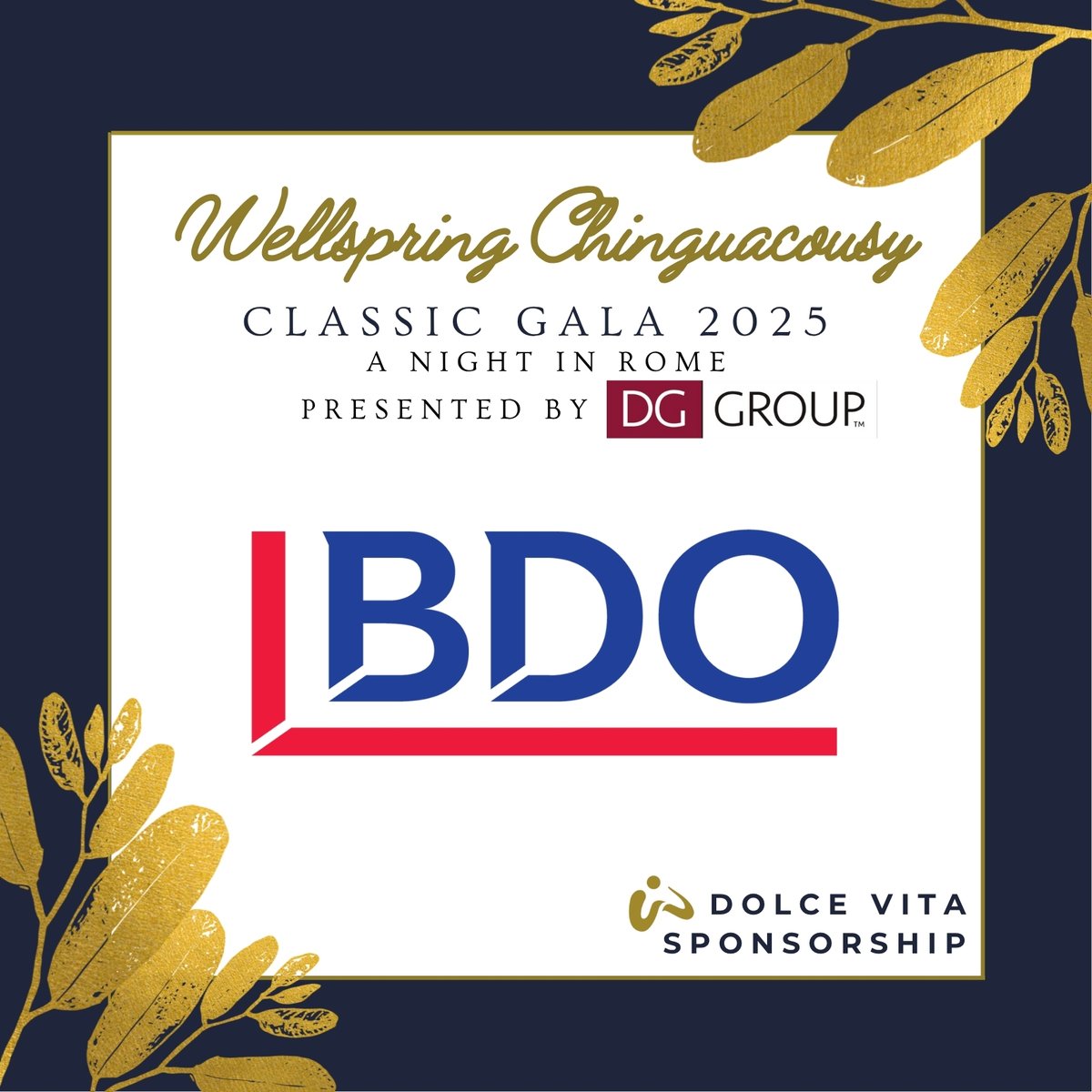 A huge thank you to BDO Canada LLP for your Dolce Vita Sponsorship at the #WellspringClassicGala2025, presented by DG Group! 💛 Your support helps #WellspringChinguacousy bring hope and healing to those living with cancer. Join us: wellspringchinguacousyevents.com