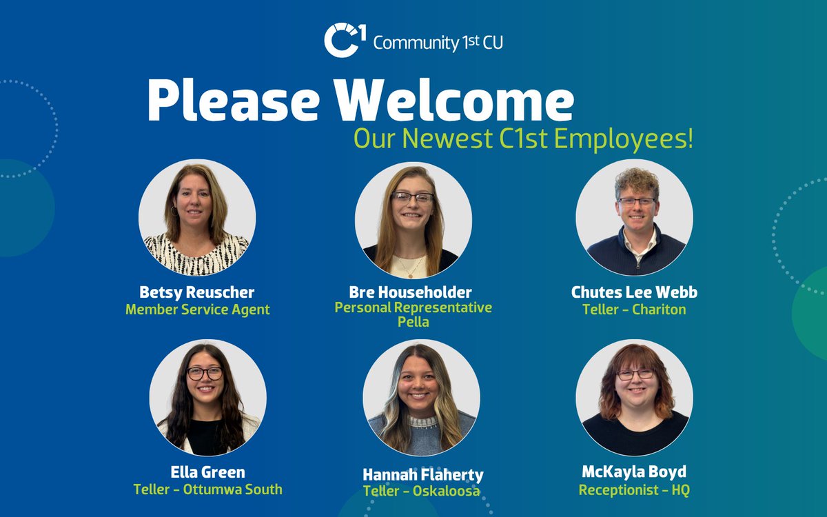 Community1stCU's tweet image. We recently welcomed our newest group of talented and motivated new hires! Welcome to Community 1st Credit Union! We&apos;re so glad you joined our team! #c1stcu