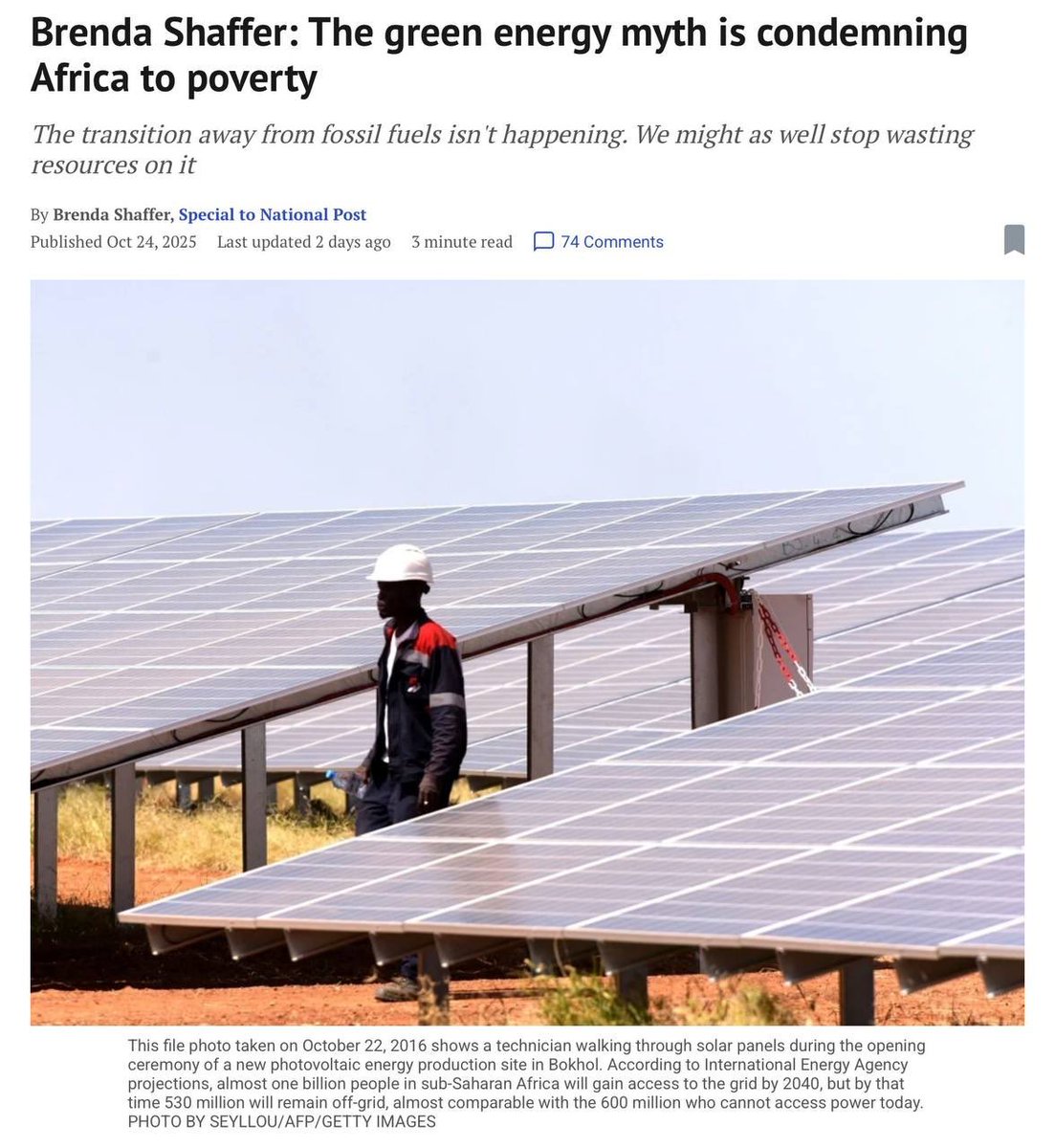 Read the headline and just take a moment to think about this:

600 million Africans still live without electricity.

Every year, over half a million African, mostly women and children, die from breathing smoke while cooking with wood or charcoal.

Fossil fuels could stop this,