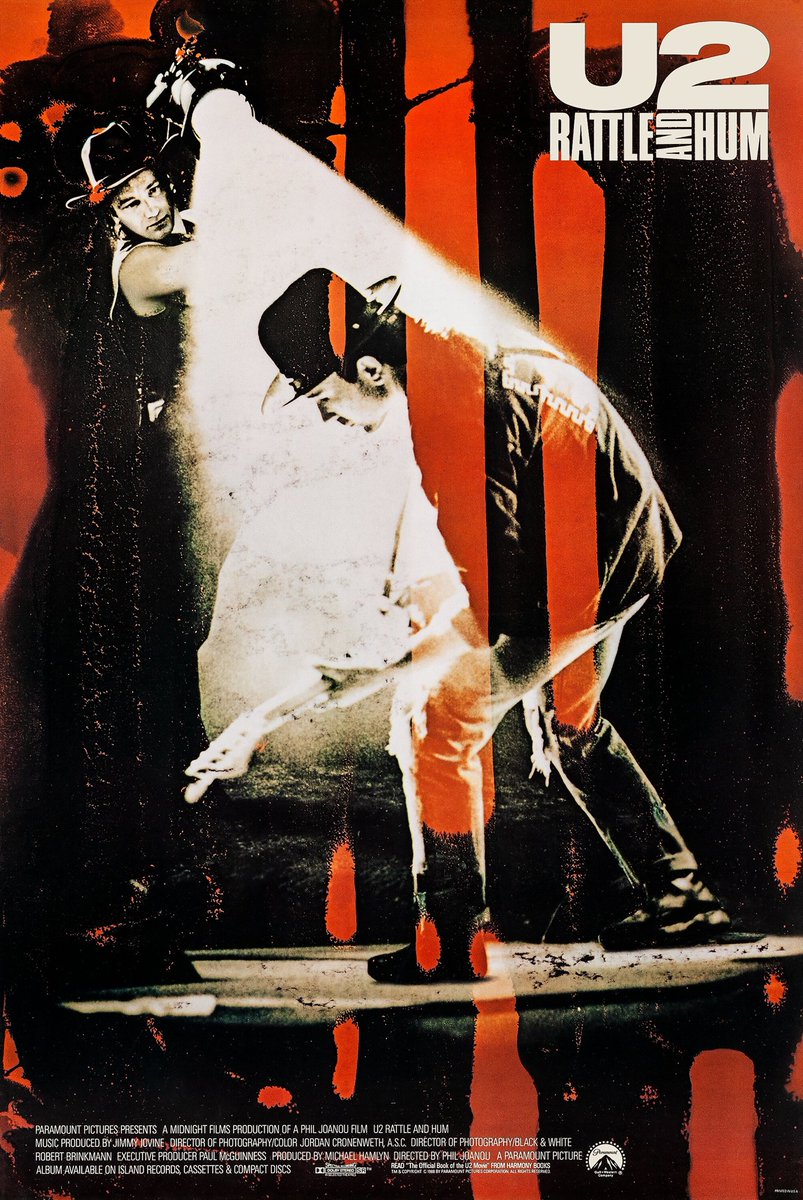 u2peru's tweet photo. Como olvidar que... U2: RATTLE AND HUM, el rockumental fílmico que llevó por primera vez a U2 a la pantalla grande, está de aniversario!!! (estreno mundial en Dublín, 27/10/1988) 🤩🎉🥁
#RattleAndHum #U2 #U2RattleAndHum #Bono #TheEdge #AdamClayton #LarryMullenJr #efemerides https://t.co/BbZya7DSbe