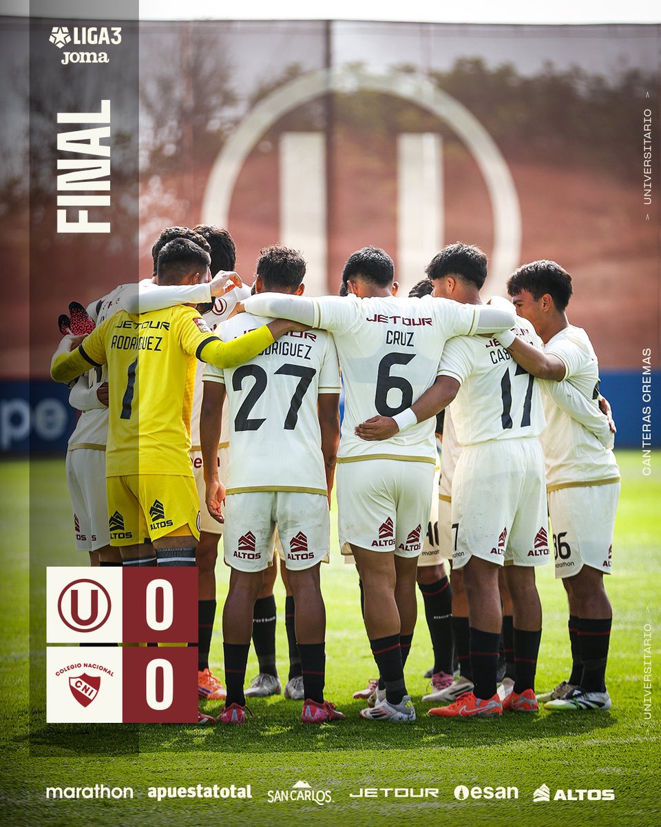 MenoresU's tweet image. ⏱️ | 𝗙𝗜𝗡𝗔𝗟 𝗗𝗘𝗟 𝗣𝗔𝗥𝗧𝗜𝗗𝗢

⚽ Universitario 0-0 Estudiantil CNI 

#Liga3 
#CanterasCremas