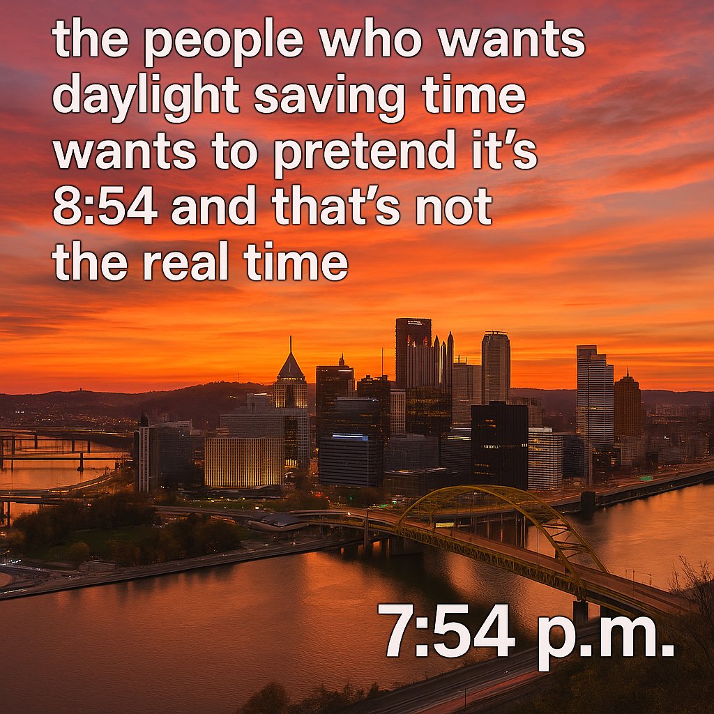 The true time is Standard Time. It's 7:54 p.m. not 8:54 p.m. In June