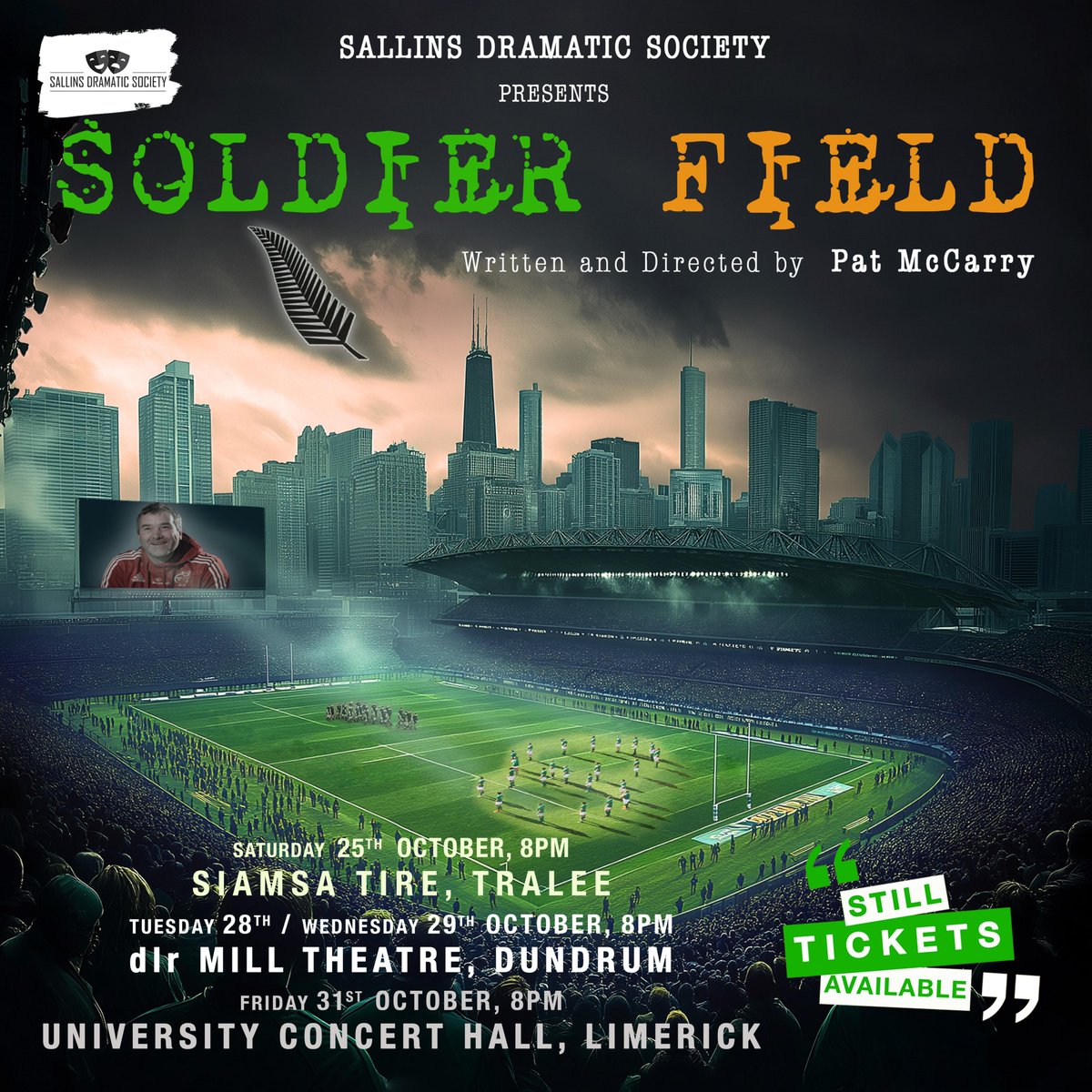 patmccarry's tweet photo. We had a brilliant start to the Soldier Field autumn 2025 tour @siamsatire in Tralee, on Saturday
The show comes to @dlrMillTheatre next - this Tuesday and Wednesday - and it's great to see both nights filling up 👏
🎟️ Last remaining available here: https://t.co/MaLVrSpgBW 👌 https://t.co/d1PPfpZE0K