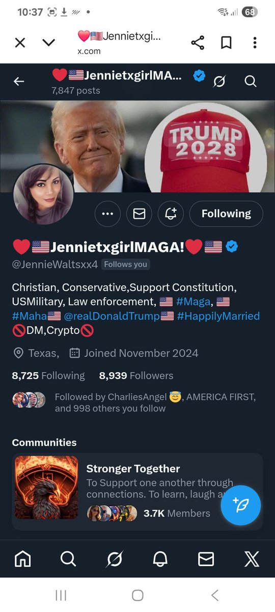 Can we please find some more friends for these two fantastic accounts 
<a href="/Kmorris0511Gm/">Mamaw Kathy</a> 
<a href="/JennieWaltsxx4/">❤️🇺🇸JennietxgirlMAGA!❤️🇺🇸</a> 
F&amp;R
💪🫶👊💥💯🇺🇸