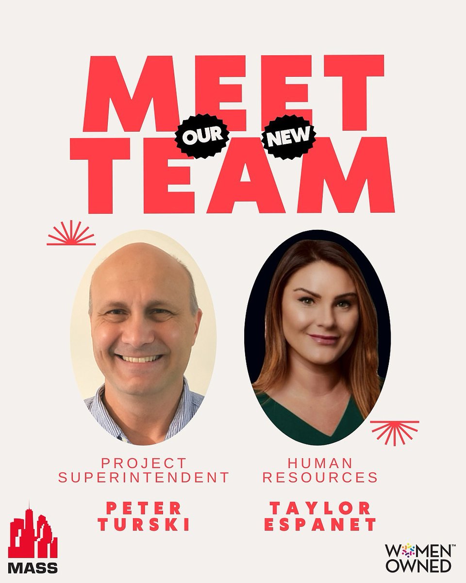 Big welcome to Peter Turski and Taylor Espanent, the newest members of #TeamMass! 👷‍♂️👋

Both bring incredible experience and energy to our growing team — and we couldn’t be more excited to have them with us!

#MassContracting #TeamMass #Construction #NewHires #CompanyGrowth