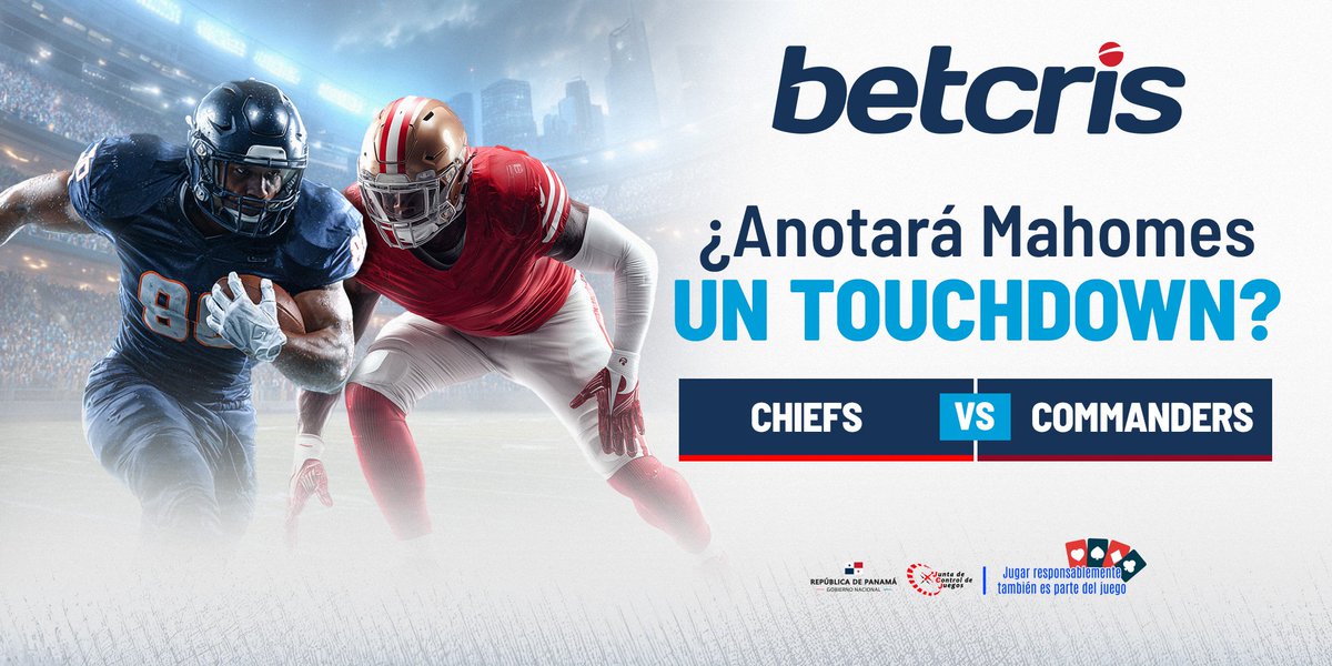 ¿Será Mahomes quien marque la diferencia este lunes de fútbol americano? 🏈

Apuesta por tu jugador favorito en Betcris y recibe tus ganancias en minutos. bit.ly/PanamaBetcris2…