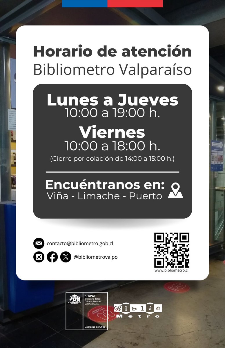 Te esperamos con el cariño de siempre 😘🥰😍😎.

<a href="/EFEValparaiso/">Tren Limache-Puerto</a> 
<a href="/patrimonio_cl/">Patrimonio_cl</a> 
<a href="/culturasvalpo/">Culturas Valparaíso</a> 
<a href="/BibliotecasSNBP/">Bibliotecas Públicas</a>