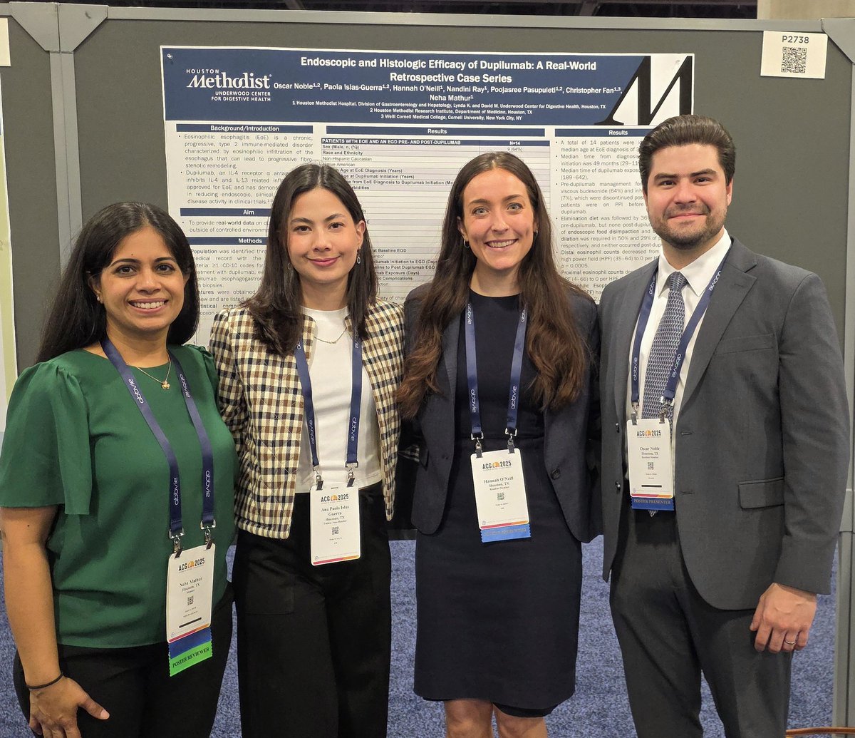 Very interesting discussions on our poster on the Real World Outcomes of #Dupilumab on #EoE. 

Thank you <a href="/NehaMathurMD/">Neha Mathur, MD</a> <a href="/ChrisFanMD/">Chris Fan</a> for your mentorship! 

#ACG2025
#Esophagus