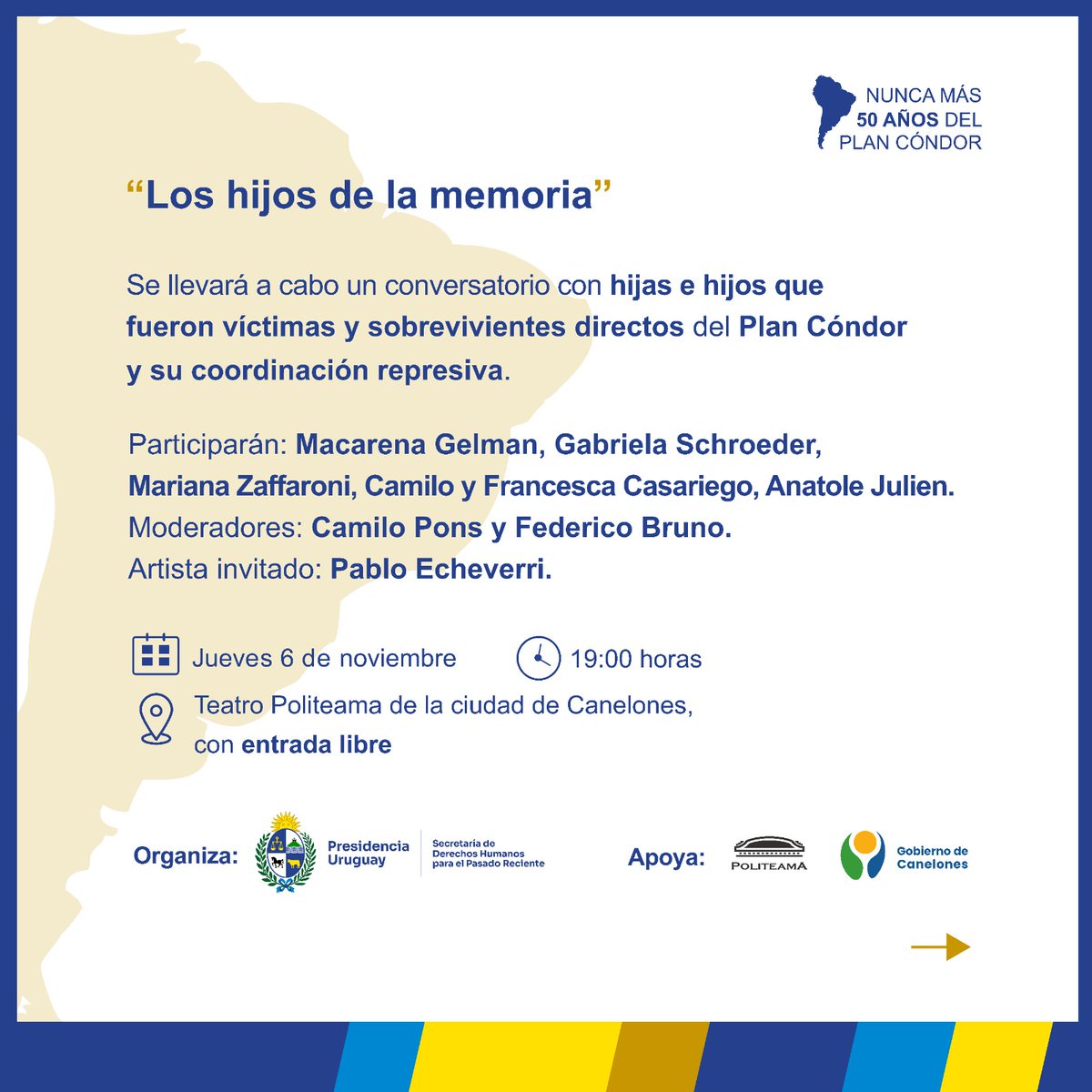 LeoPF1974's tweet photo. El mes de noviembre será tiempo de reafirmar la memoria sobre la coordinación represiva más sangrienta de nuestra historia.
Se conmemoran 50 años del Plan Cóndor y desde la secretaría de Presidencia @Pasado_Reciente convocamos a Tod@s a ser partícipes de este doloroso aniversario https://t.co/QDeGkZSa1r