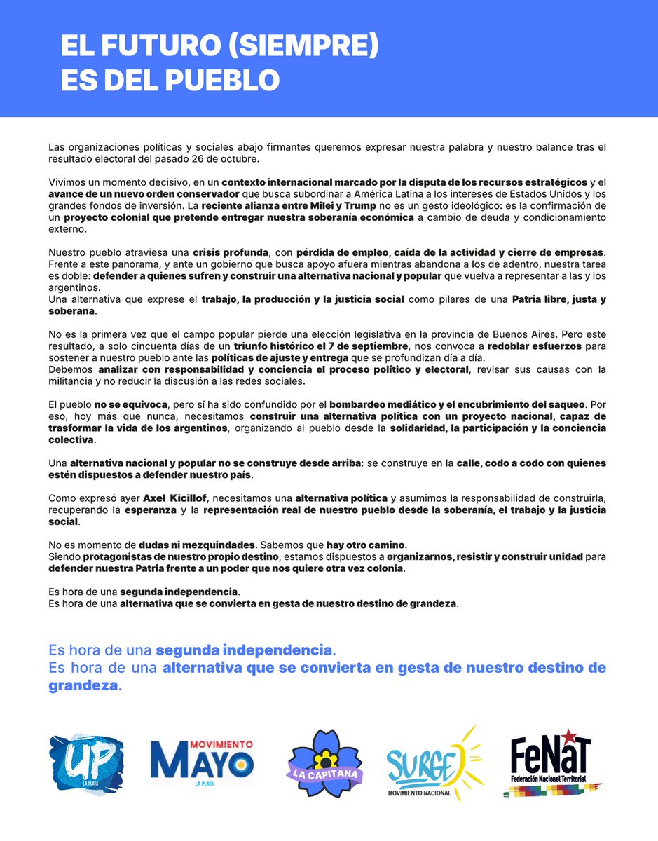 La Plata 27 de Octubre 2025. A construir el futuro!