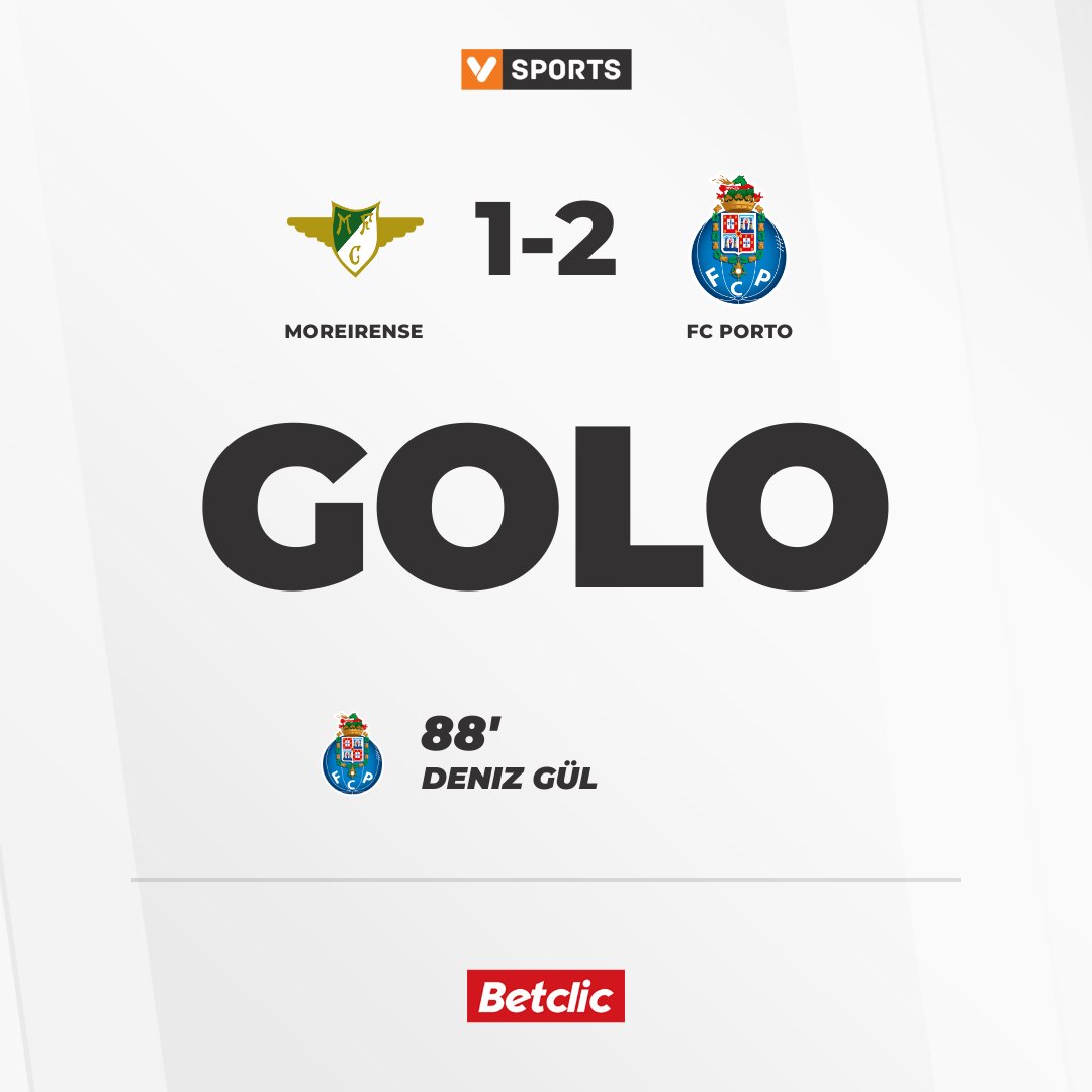 Vsports_pt's tweet photo. ⚽ GOLO
Deniz Gül 88'
I Liga (#9) | Moreirense 1-(2) FC Porto
#LigaPortugalBetclic #VSPORTSLPBETCLIC #EPOCA2526 #JORNADA9 #MFCFCP #MFC #FCP https://t.co/tPg7jgQBUj