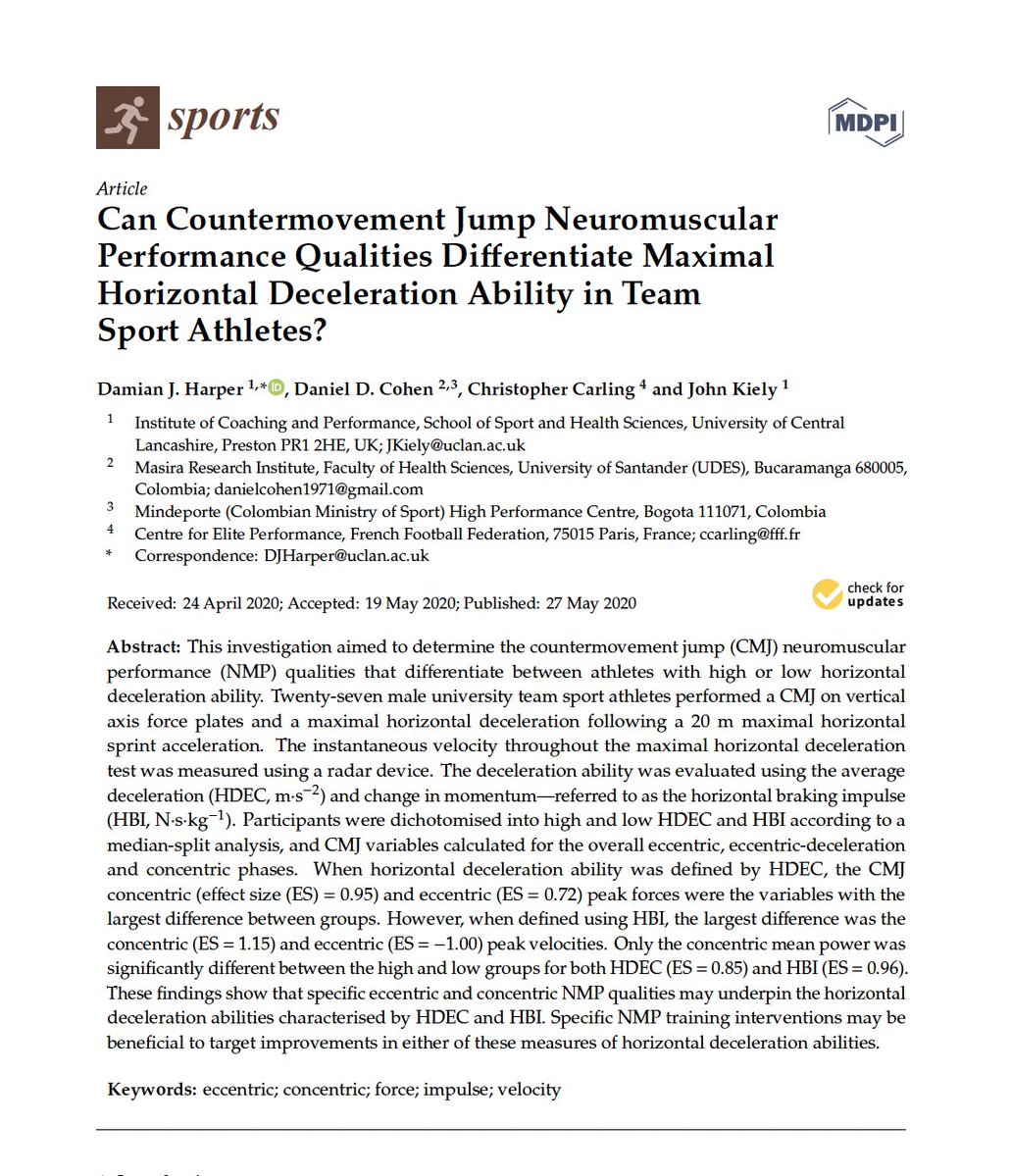 Tatopek1's tweet photo. 🔝"This study demonstrated the importance of determining the specific qualities of ECC-CON neuromuscular performance during the CMJ test in team sports such as ⚽️"
➡️Peak Power, ECC-Dec, RFD &amp; RSI-Mod
👉@DHMov @carling_chris et al, 2020 🏴󠁧󠁢󠁥󠁮󠁧󠁿
📂Open Access: https://t.co/WzGlNY7ryH https://t.co/4Mhn8ydsad