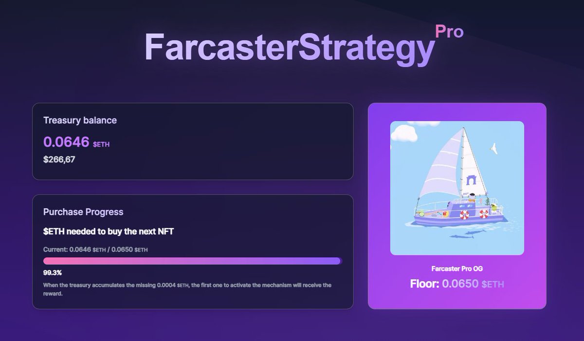 our web is live. 

you can track treasury balance, purchase progress and dex price real-time. 

higher.⛵

farstrategy.fun