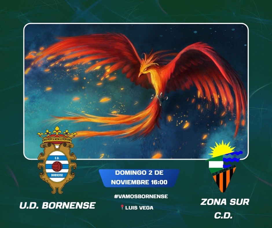 El estadio se prepara para una cita con la historia.
La U.D. Bornense y el Zona Sur C.D. medirán su fuerza, su coraje y su orgullo en un duelo que promete emociones hasta el último segundo.
Noventa minutos para creer, para luchar, para hacer vibrar a la afición.
