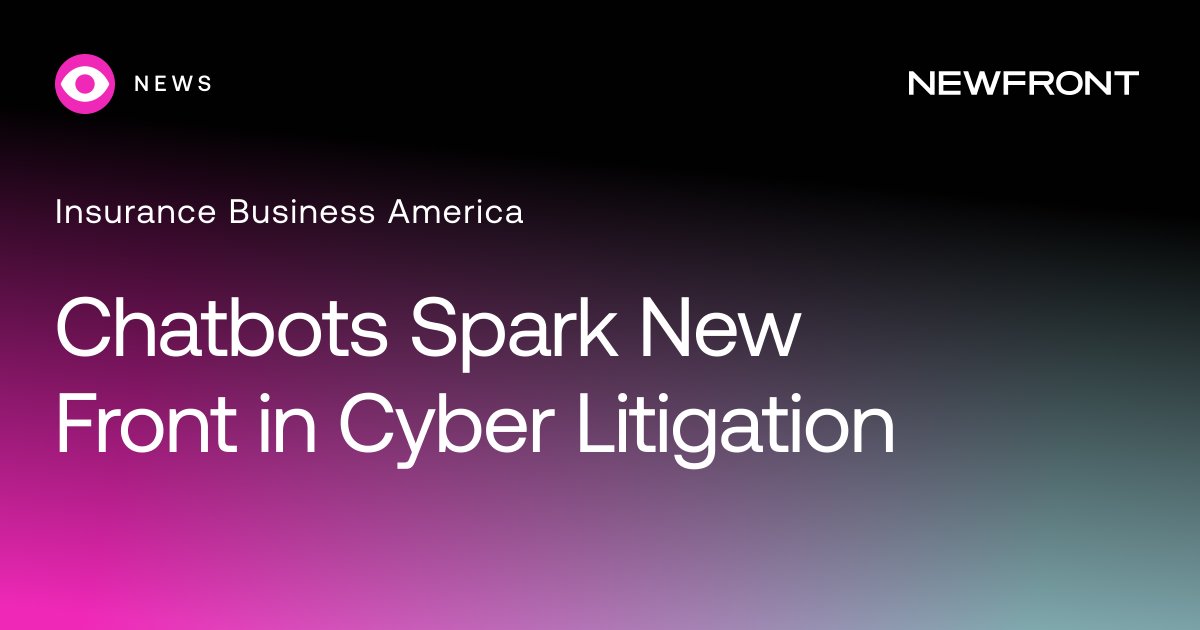 <a href="/NewfrontHQ/">Newfront</a>'s Head of Cyber Jennifer Wilson says wrongful collection of data is one of the most common types of third-party litigation claims she's seen in recent years. Read the full article from <a href="/InsuranceBizUS/">Insurance Business America</a>: hubs.li/Q03QljRR0

#insurance #chatbots