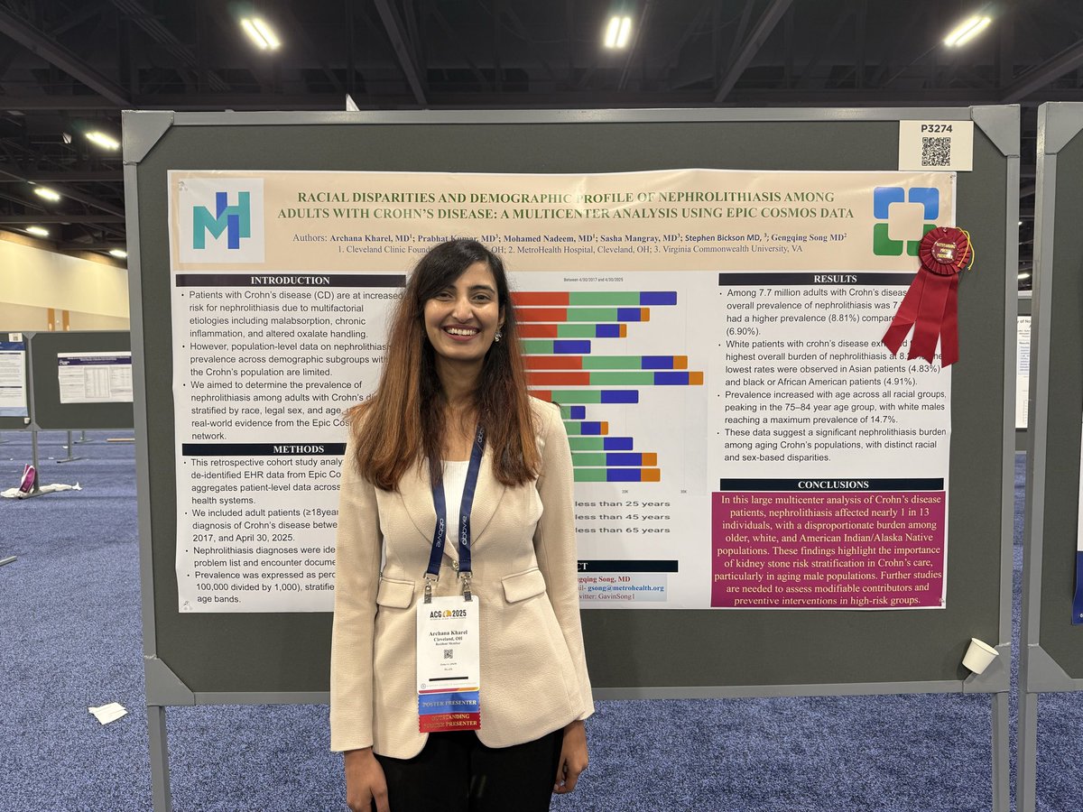 🎉 Excited to receive the Outstanding Poster Award at #ACG2025!
Grateful to my incredible mentor <a href="/GavinSong1/">Gengqing (Gavin) Song, MD</a> for the constant guidance and inspiration throughout this journey. 🌟 <a href="/AmCollegeGastro/">ACG</a> <a href="/DrMohamedNadeem/">Mohamed Nadeem, MD</a> <a href="/PrabhatKumarMD/">Prabhat Kumar, MD</a>