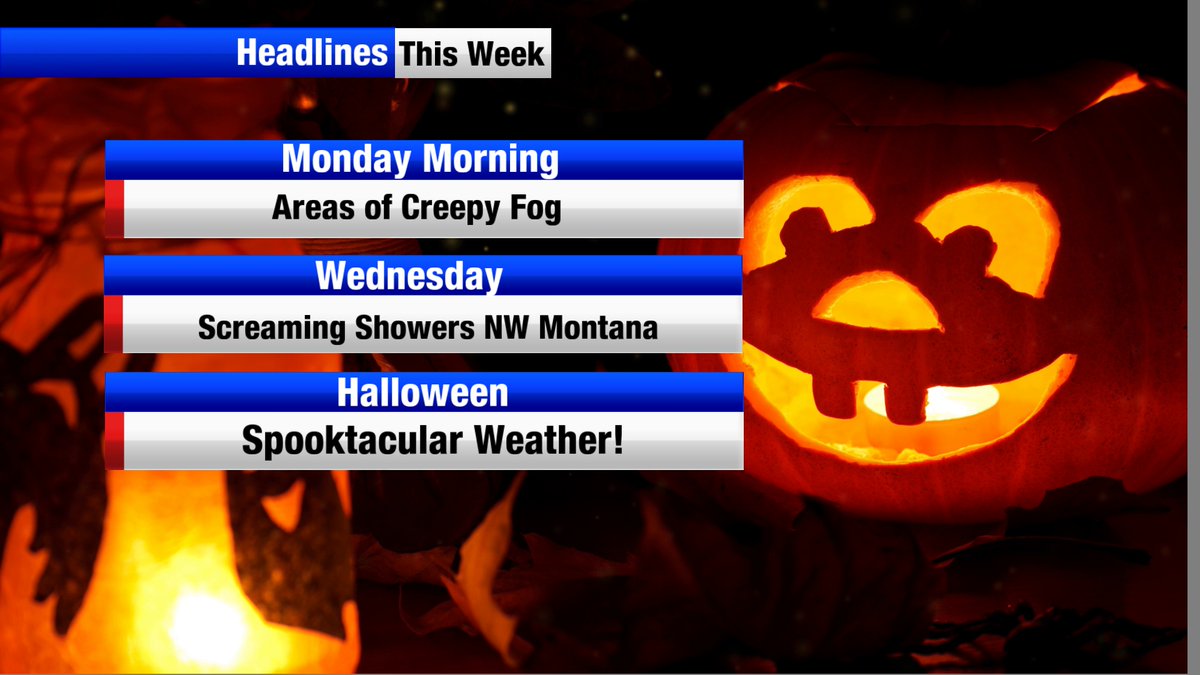 MarkHeyka's tweet image. The weather should be very nice for trick-or-treaters Friday! In my 26 years living in Montana, I remember white Halloweens, and as I recall, one where temperatures fell below zero!
 #NonStopLocal #ABCFoxMontana #mtwx