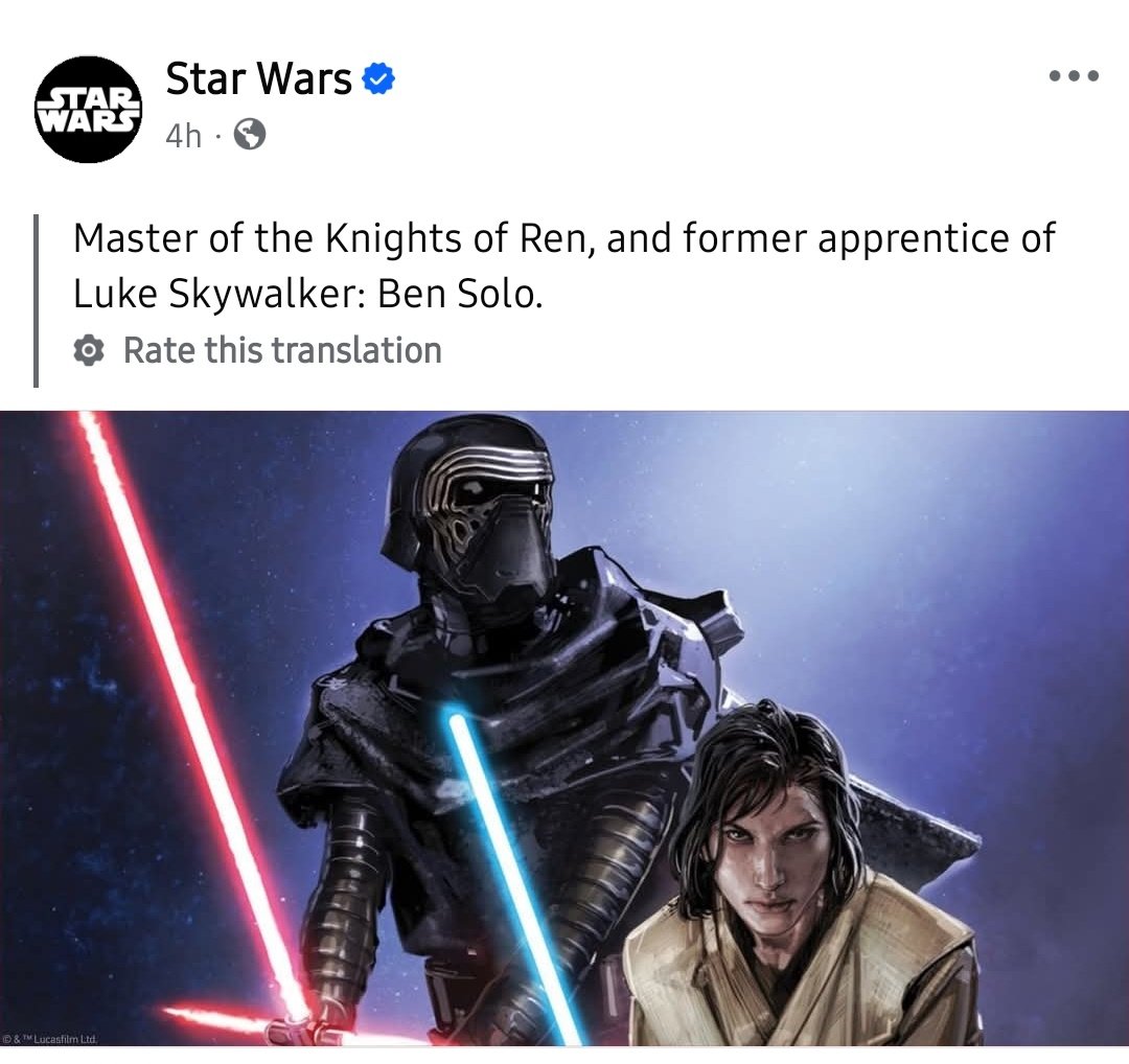 Chaos_saber_'s tweet photo. The official Star Wars Facebook page for France posted Ben Solo 

https://t.co/9QaQa1RGOs https://t.co/2eSbYyjm58