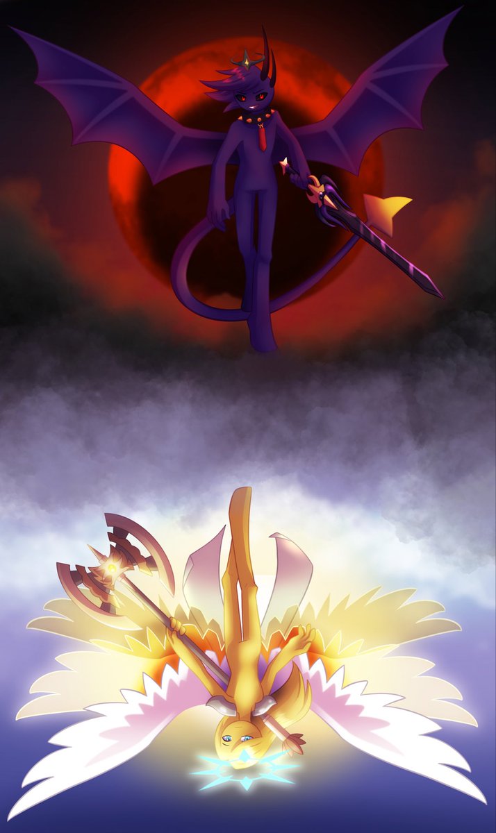 RubyMoon072's tweet image. I reworked Nox (Demon night prince) and Lux (Angel day prince) designs. Feedback is welcome ^^

#angel #demon #stickman #火柴人