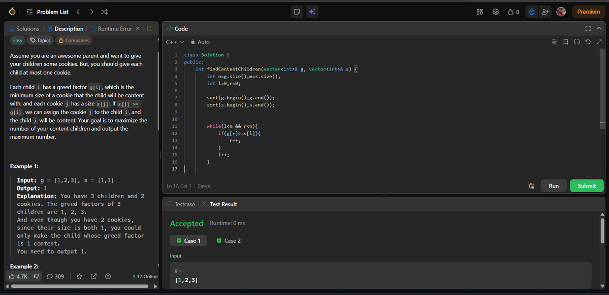 shivam21102005's tweet image. 🌟 Day 79 of #100DaysOfCode
✅ Solved “Assign Cookies” 🍪 using a Greedy approach
✅ Studied Reasoning for entrance prep 🧠
⚠️ No React Today 
Tomorrow Full time to react 
#DSA #CPlusPlus #Greedy #WebDev