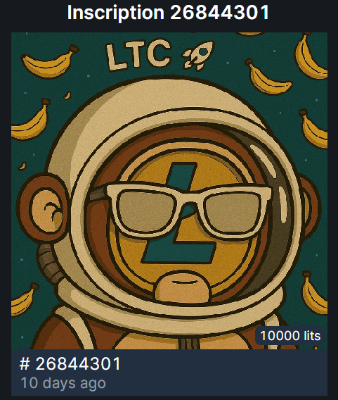 NotsoDegenLTC's tweet photo. Just received my Litecoin Chads Ordinal! 🐵🚀
Huge thanks to @satsltc for your amazing contribution to the Litecoin community. ⚡
#Litecoin #Ordinals #LTC #LitecoinChads https://t.co/k5Uwr8rl23