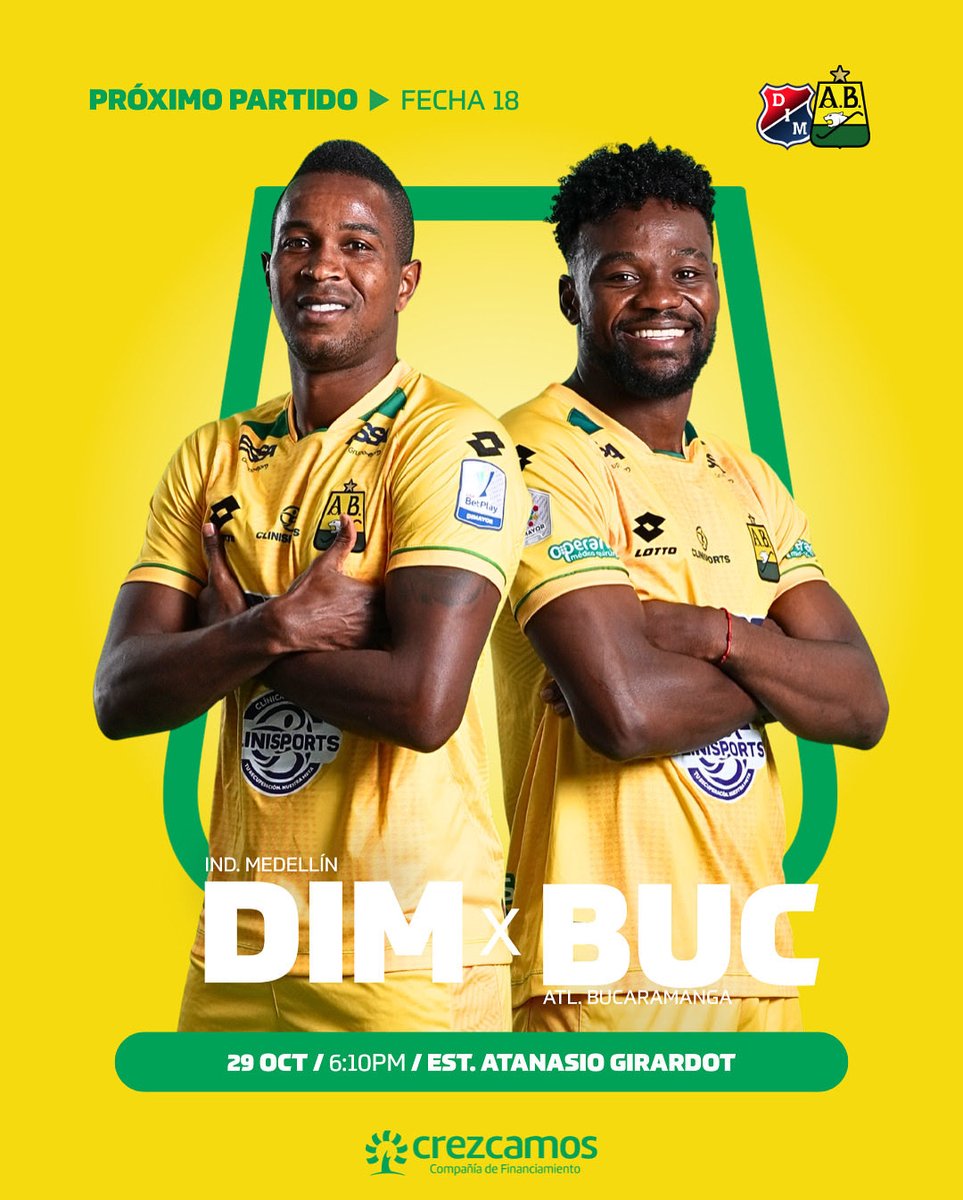 🛫𝗣𝗿𝗼́𝘅𝗶𝗺𝗼 𝗽𝗮𝗿𝘁𝗶𝗱𝗼 Miércoles 29 de octubre 
🆚 Independiente Medellín
🕕 6:10 PM
🏟️ Estadio Atanasio Girardot