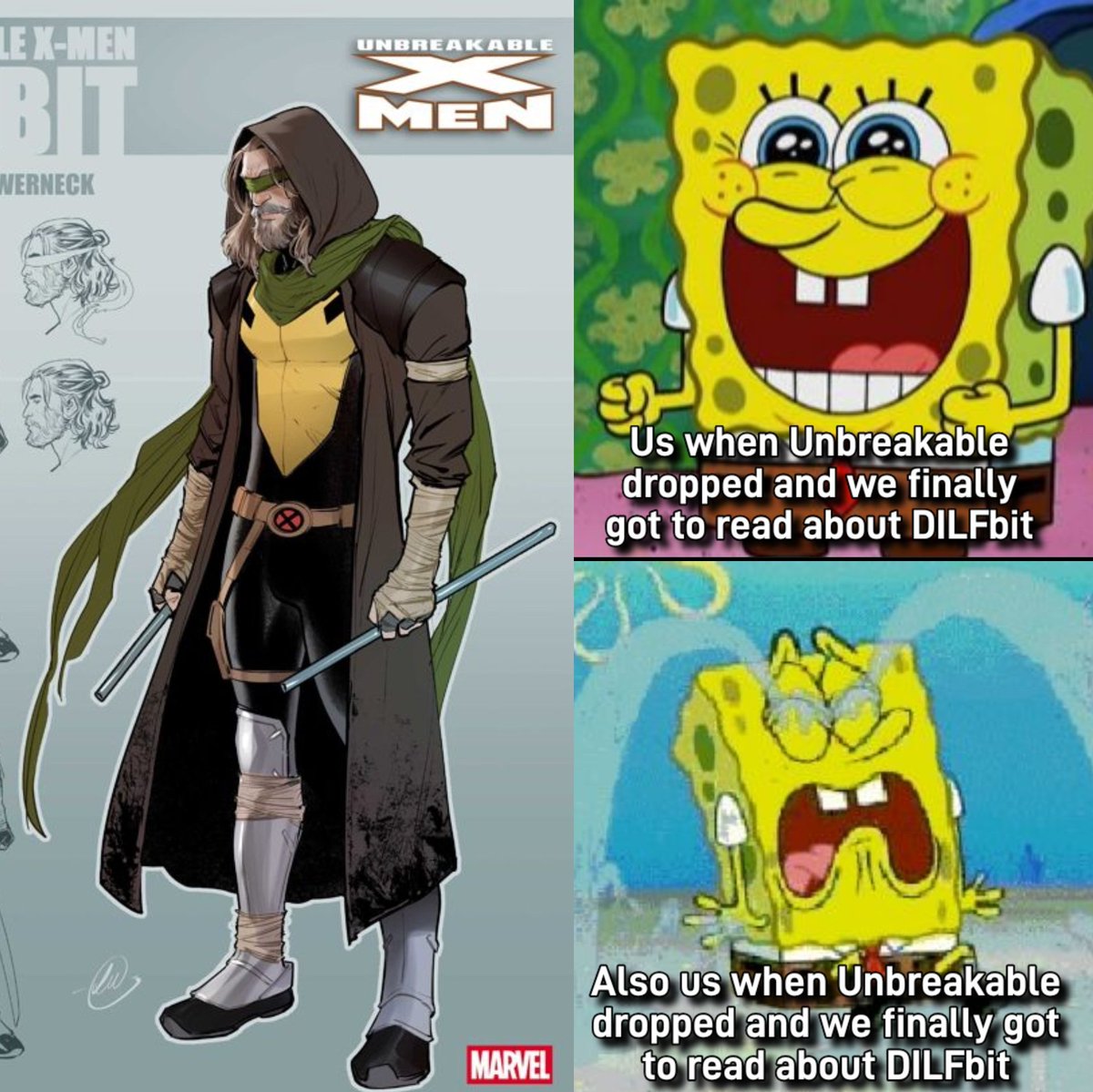 PunkerDuckie's tweet photo. Why must the hot ones suffer, @GailSimone? 

This meme is @ call_in_the_spirits fault because she enables me. That is all. 

#uncannyxmen #xmenmeme #xmenmemes  #unbreakablexmen https://t.co/byCWjmgHHz