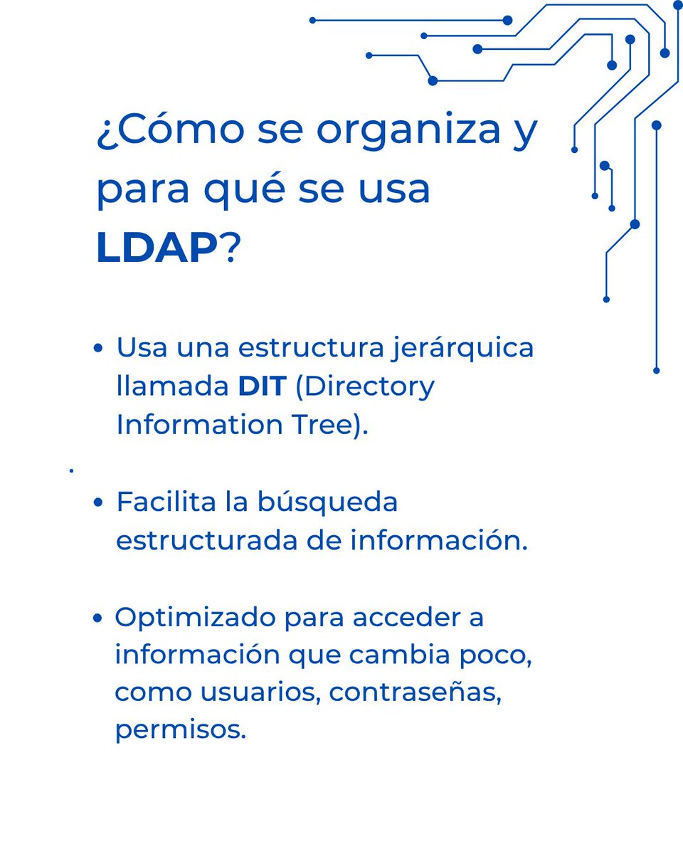 ComunidadIT_UNS's tweet image. 🔐 LDAP: el corazón de la autenticación en red.
Protocolo abierto para gestionar usuarios, grupos y accesos desde un único punto.
✔ Autenticación centralizada
✔ Alta disponibilidad con replicación y controladores de dominio

#LDAP #SysAdmin #InfraestructuraIT #ActiveDirectory