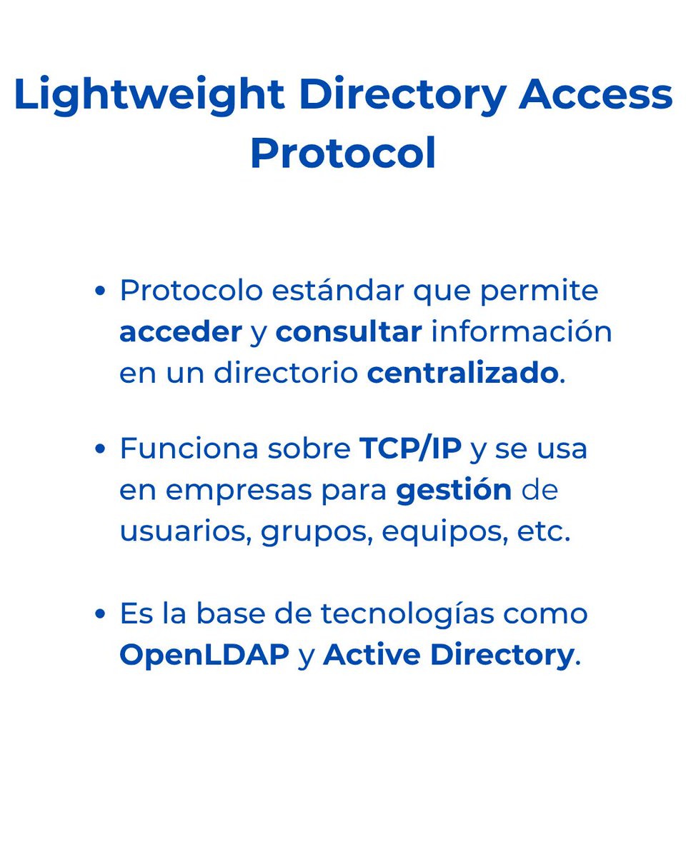 ComunidadIT_UNS's tweet image. 🔐 LDAP: el corazón de la autenticación en red.
Protocolo abierto para gestionar usuarios, grupos y accesos desde un único punto.
✔ Autenticación centralizada
✔ Alta disponibilidad con replicación y controladores de dominio

#LDAP #SysAdmin #InfraestructuraIT #ActiveDirectory